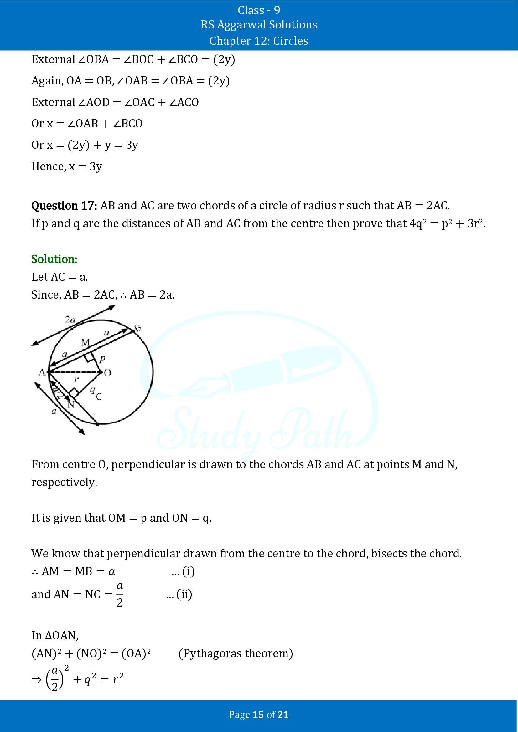 RS Aggarwal Solutions Class 9 Chapter 12 Circles Exercise 12A 00015