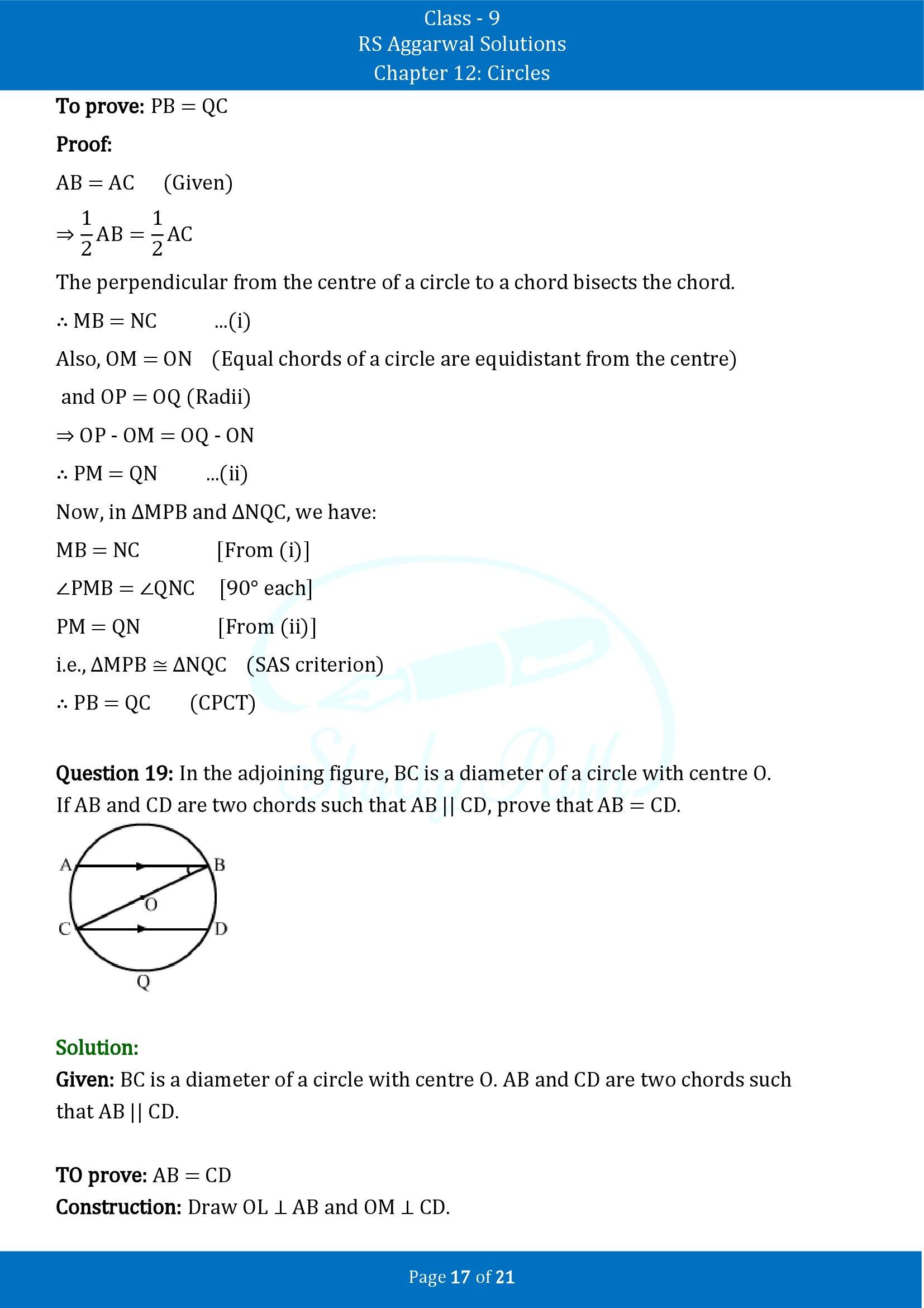 RS Aggarwal Solutions Class 9 Chapter 12 Circles Exercise 12A 00017