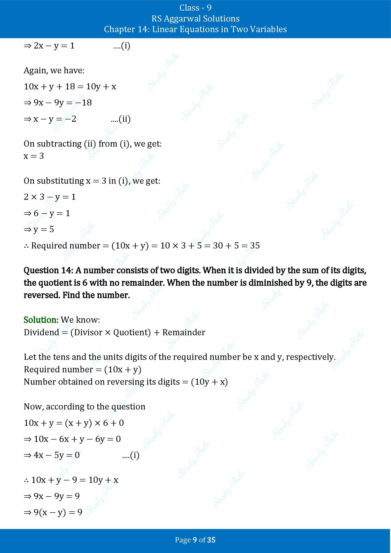 RS Aggarwal Solutions Class 9 Chapter 14 Linear Equations in Two Variables Exercise 14G 00009
