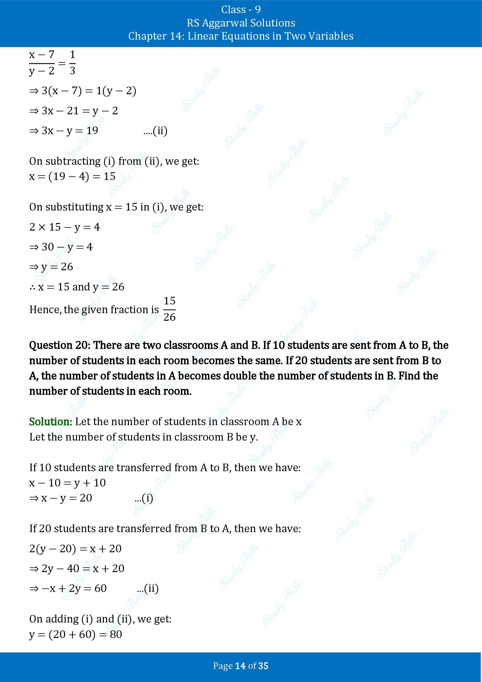 RS Aggarwal Solutions Class 9 Chapter 14 Linear Equations in Two Variables Exercise 14G 00014