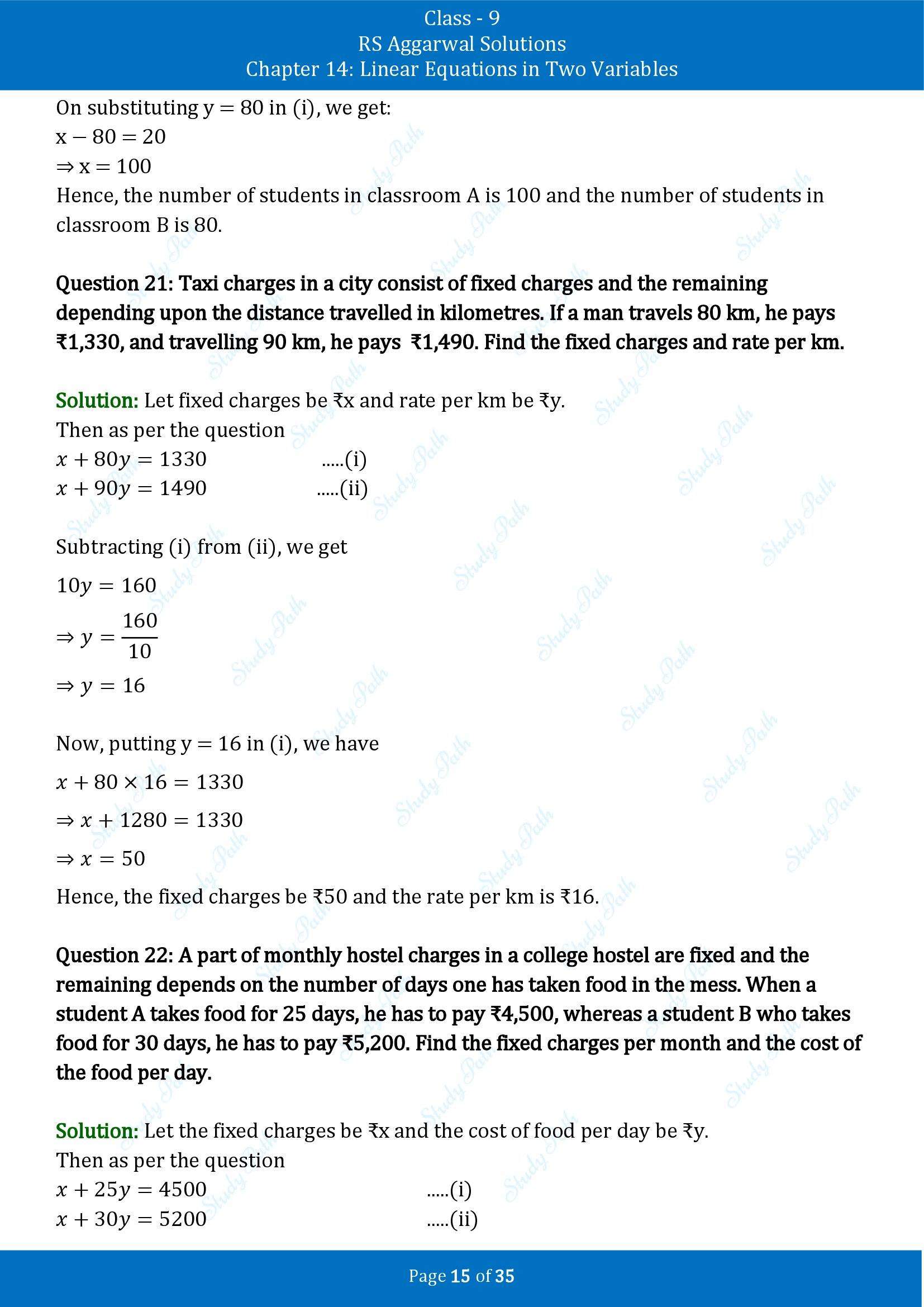 RS Aggarwal Solutions Class 9 Chapter 14 Linear Equations in Two Variables Exercise 14G 00015