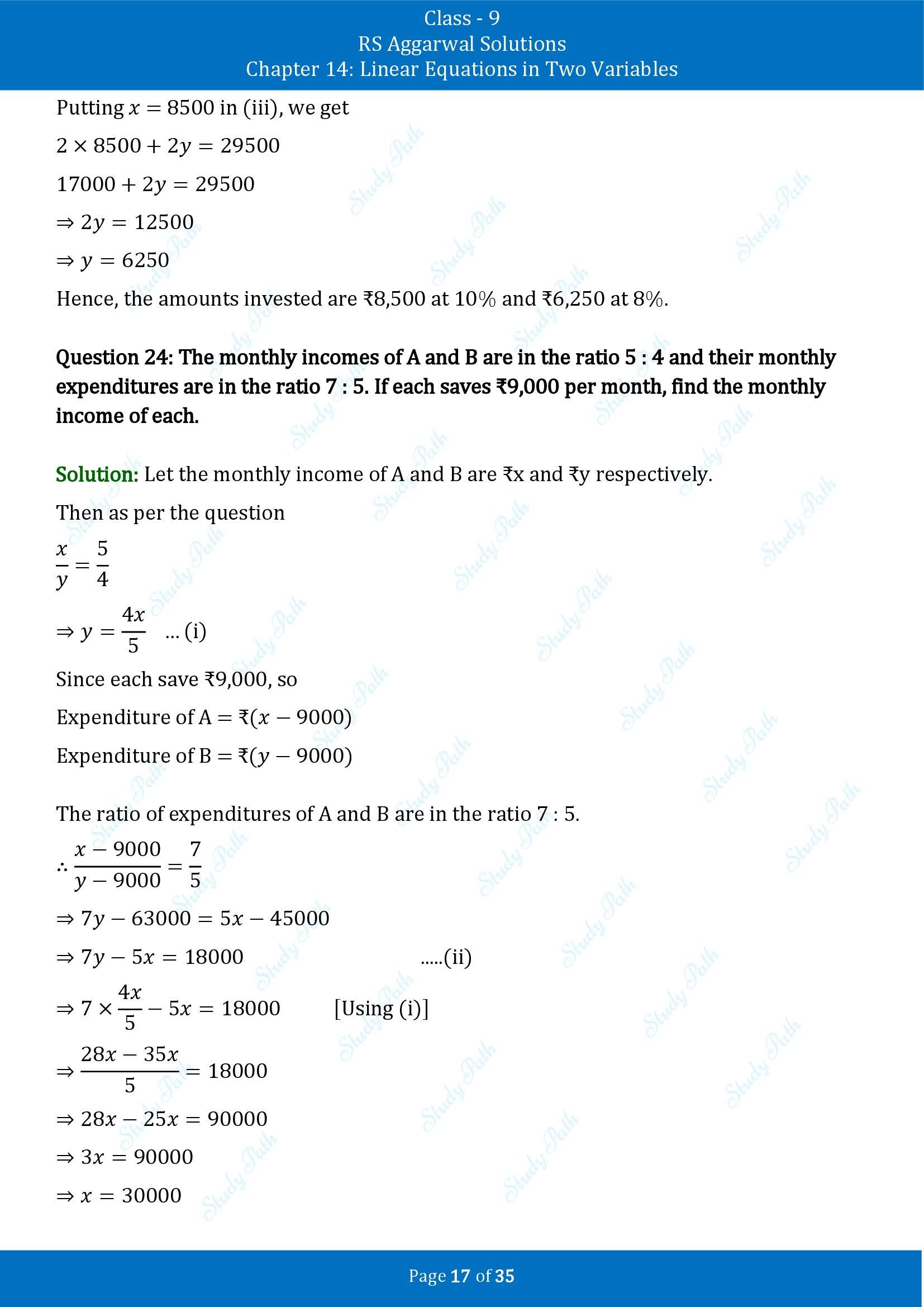 RS Aggarwal Solutions Class 9 Chapter 14 Linear Equations in Two Variables Exercise 14G 00017
