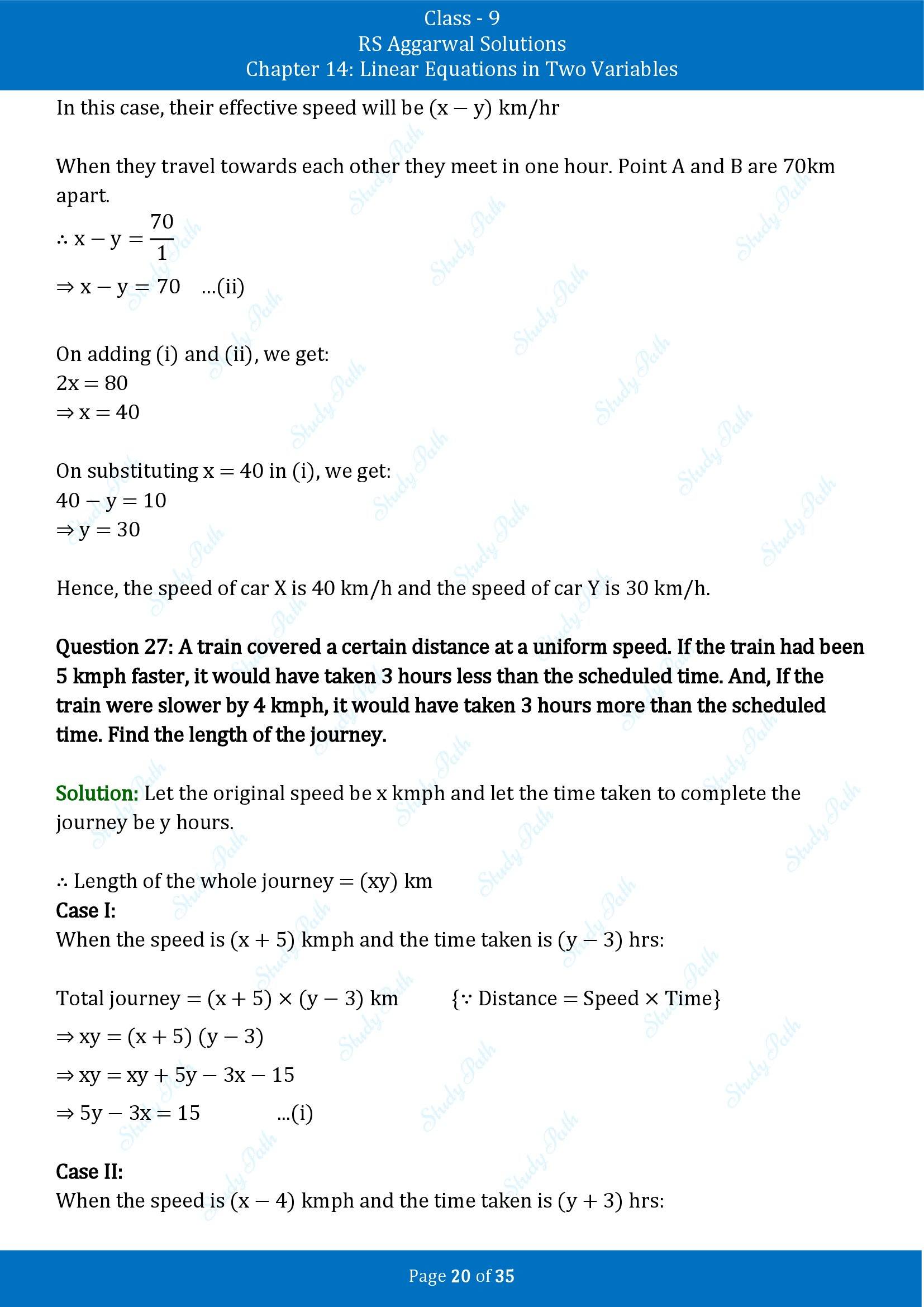 RS Aggarwal Solutions Class 9 Chapter 14 Linear Equations in Two Variables Exercise 14G 00020