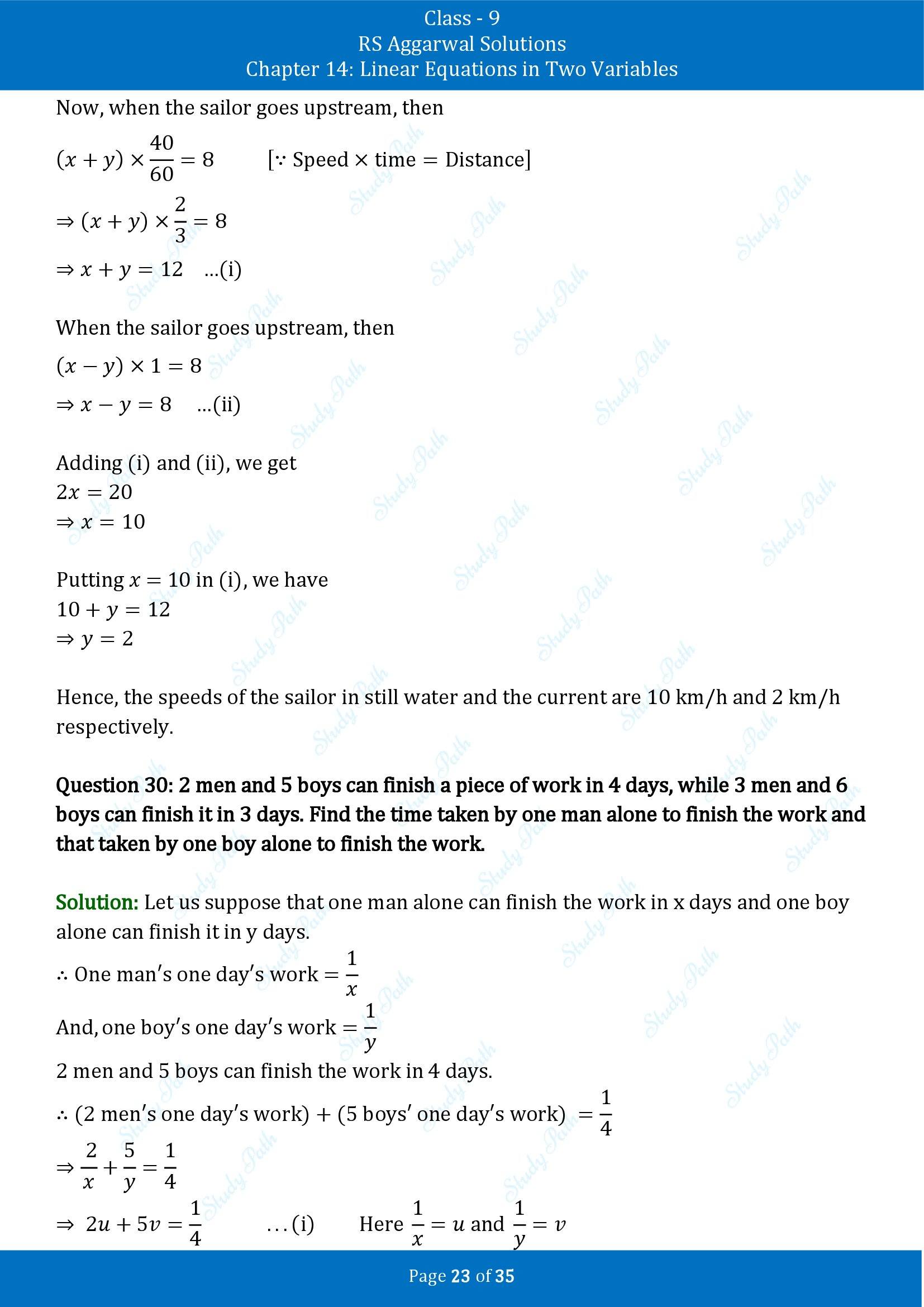 RS Aggarwal Solutions Class 9 Chapter 14 Linear Equations in Two Variables Exercise 14G 00023