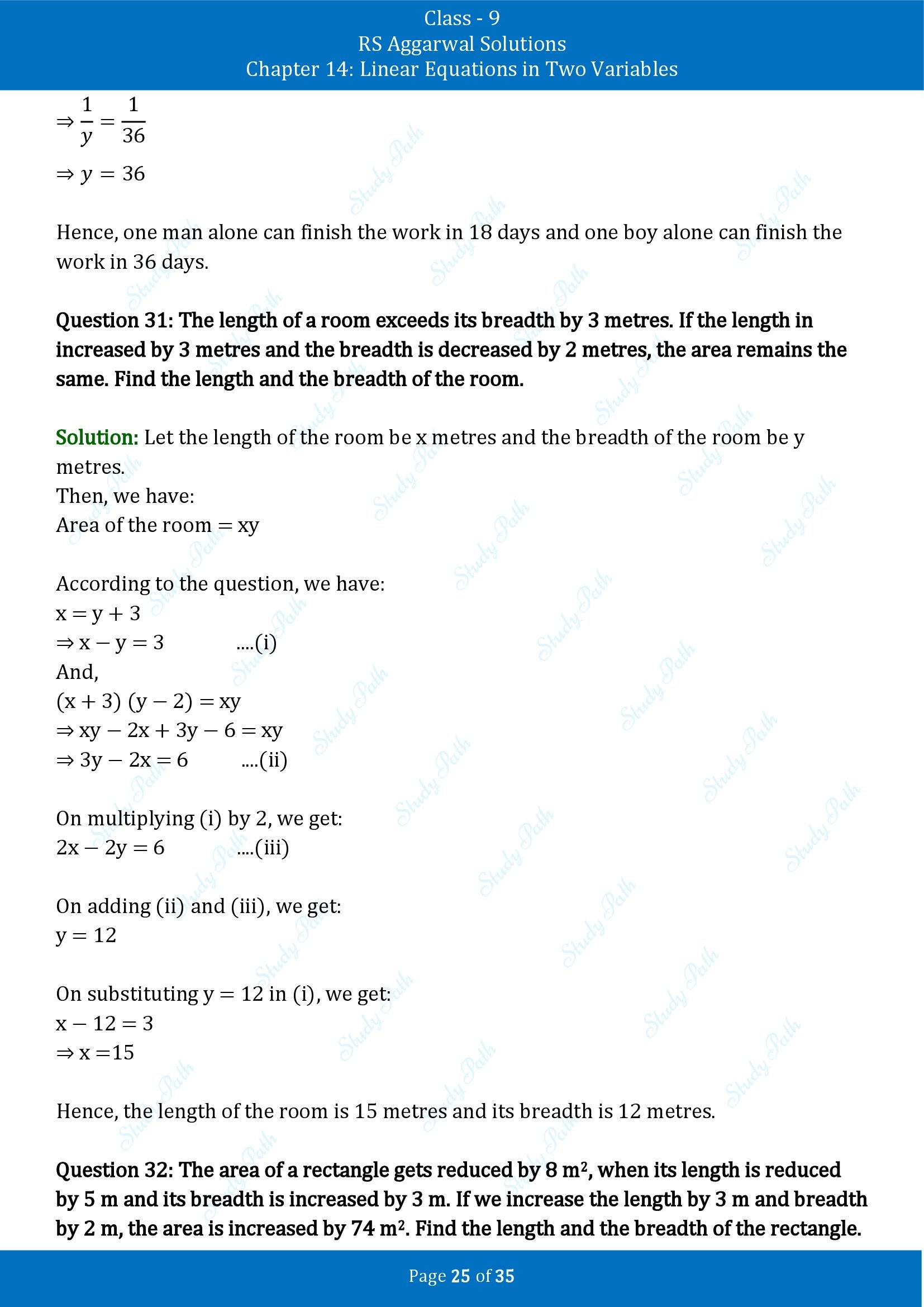 RS Aggarwal Solutions Class 9 Chapter 14 Linear Equations in Two Variables Exercise 14G 00025