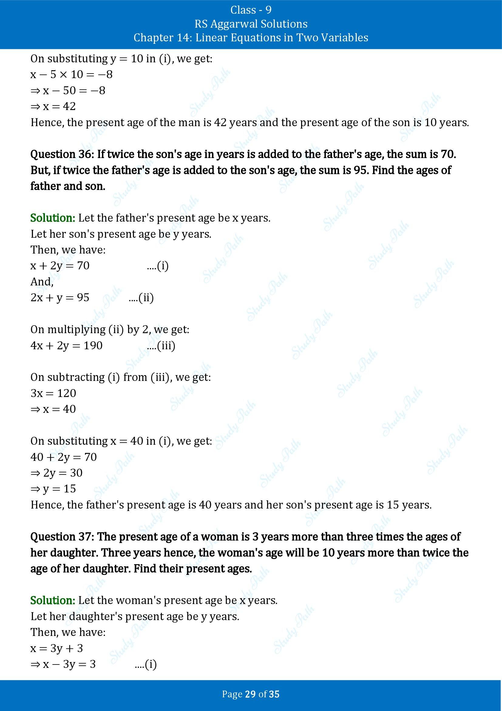 RS Aggarwal Solutions Class 9 Chapter 14 Linear Equations in Two Variables Exercise 14G 00029