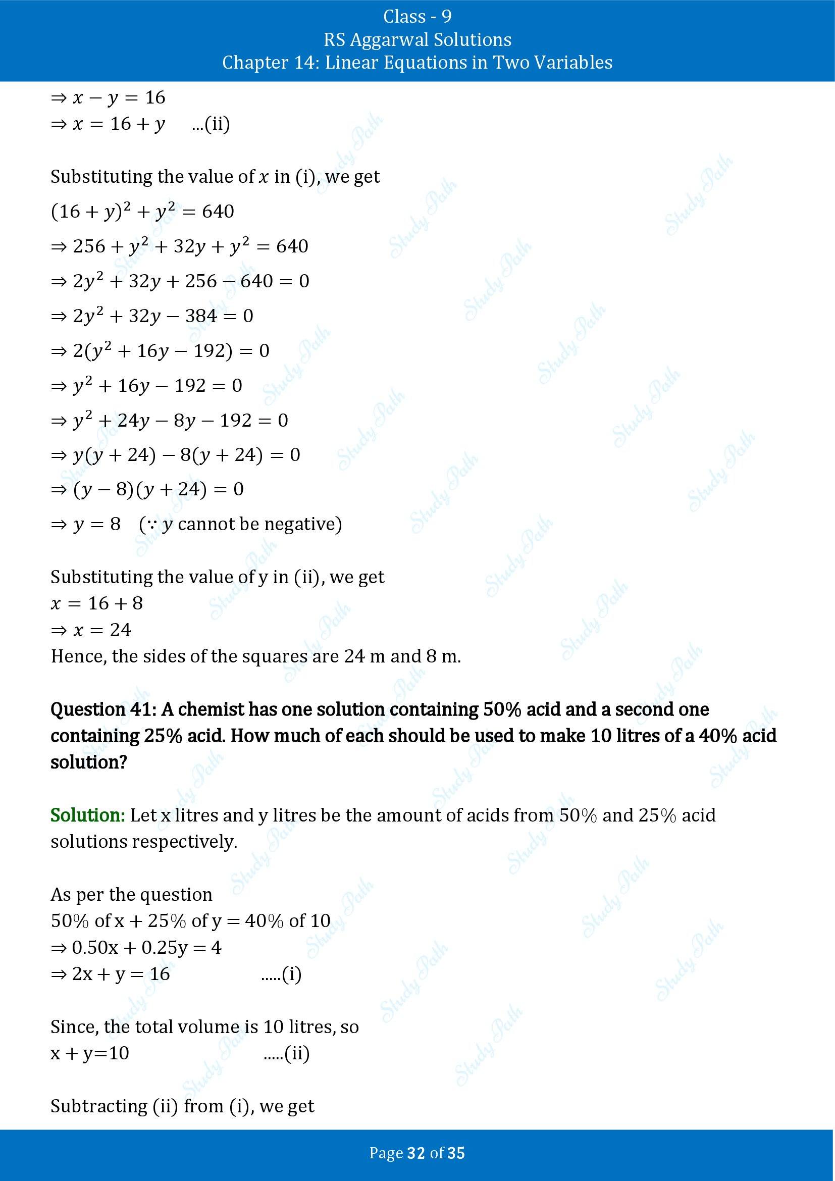 RS Aggarwal Solutions Class 9 Chapter 14 Linear Equations in Two Variables Exercise 14G 00032