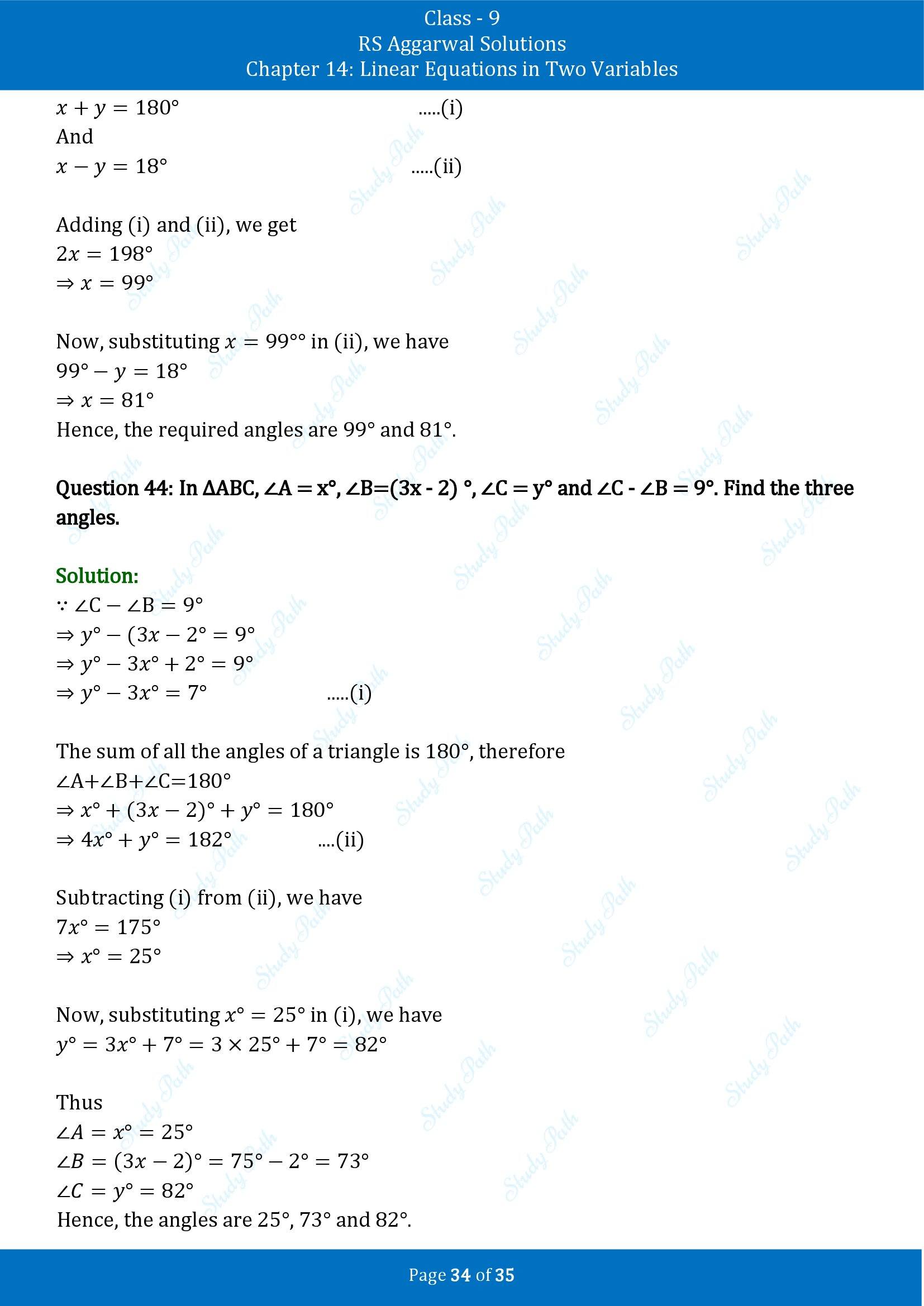 RS Aggarwal Solutions Class 9 Chapter 14 Linear Equations in Two Variables Exercise 14G 00034
