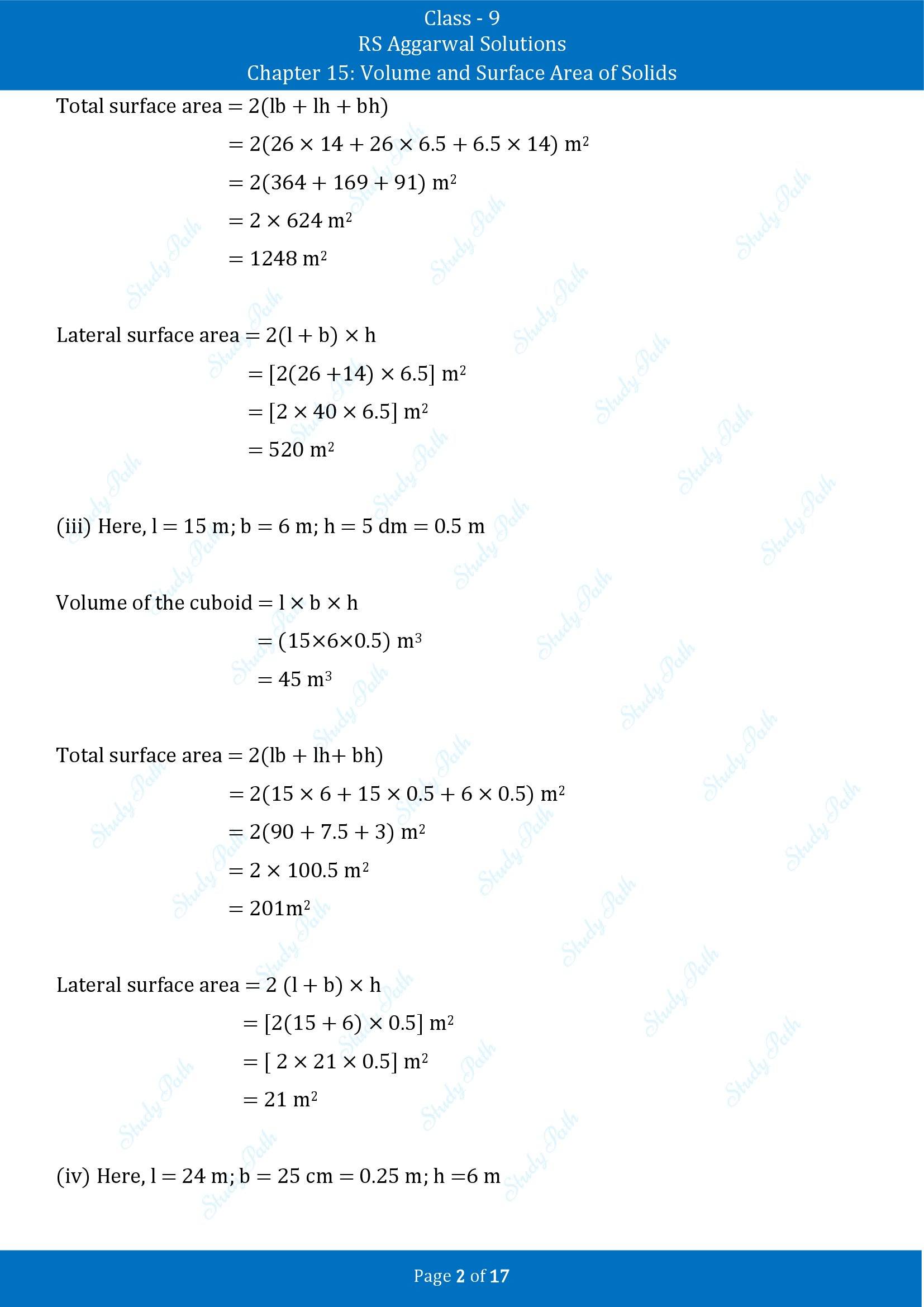 RS Aggarwal Solutions Class 9 Chapter 15 Volume and Surface Area of Solids Exercise 15A 00002