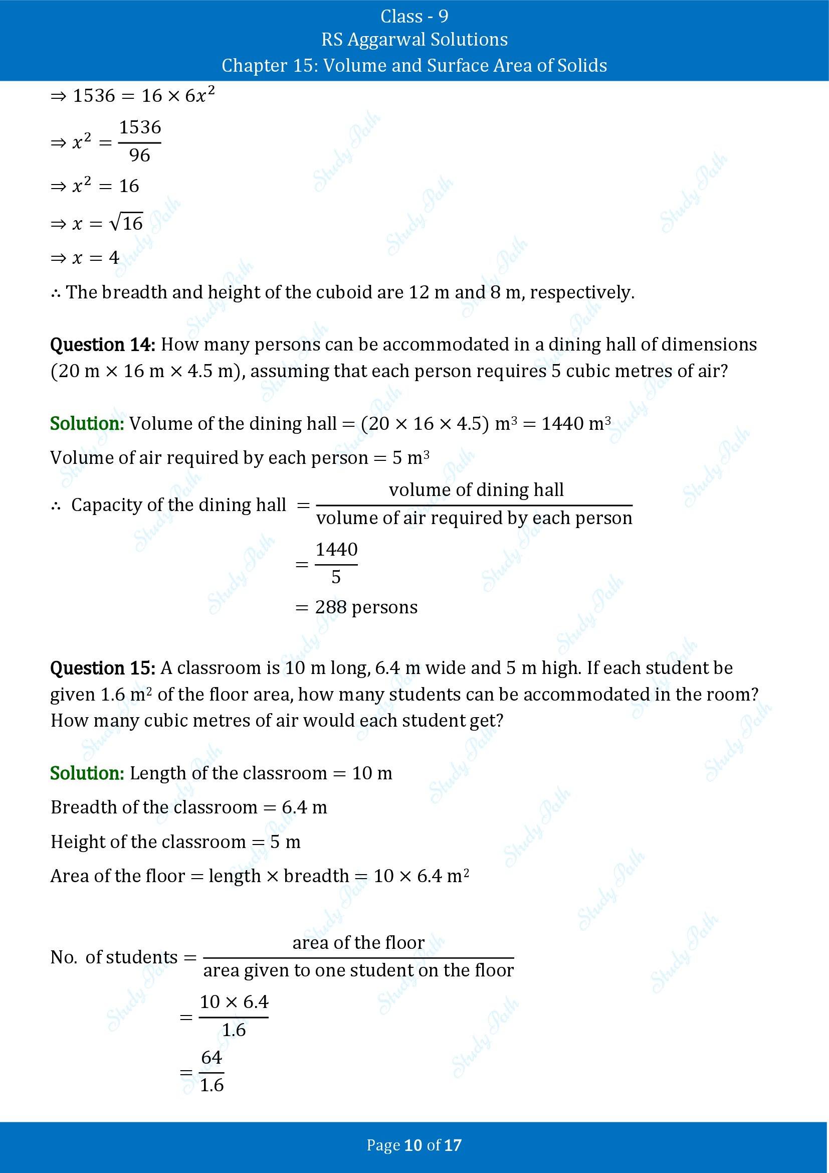 RS Aggarwal Solutions Class 9 Chapter 15 Volume and Surface Area of Solids Exercise 15A 00010