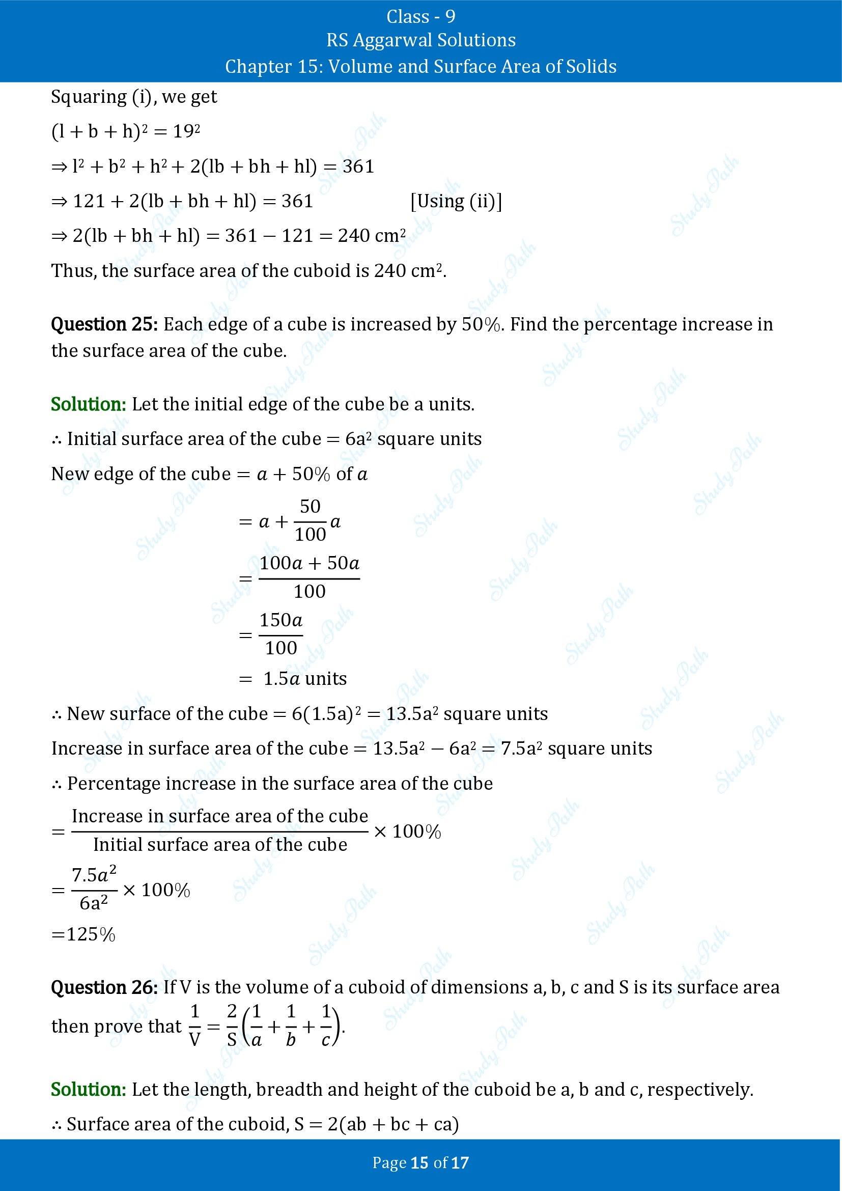 RS Aggarwal Solutions Class 9 Chapter 15 Volume and Surface Area of Solids Exercise 15A 00015
