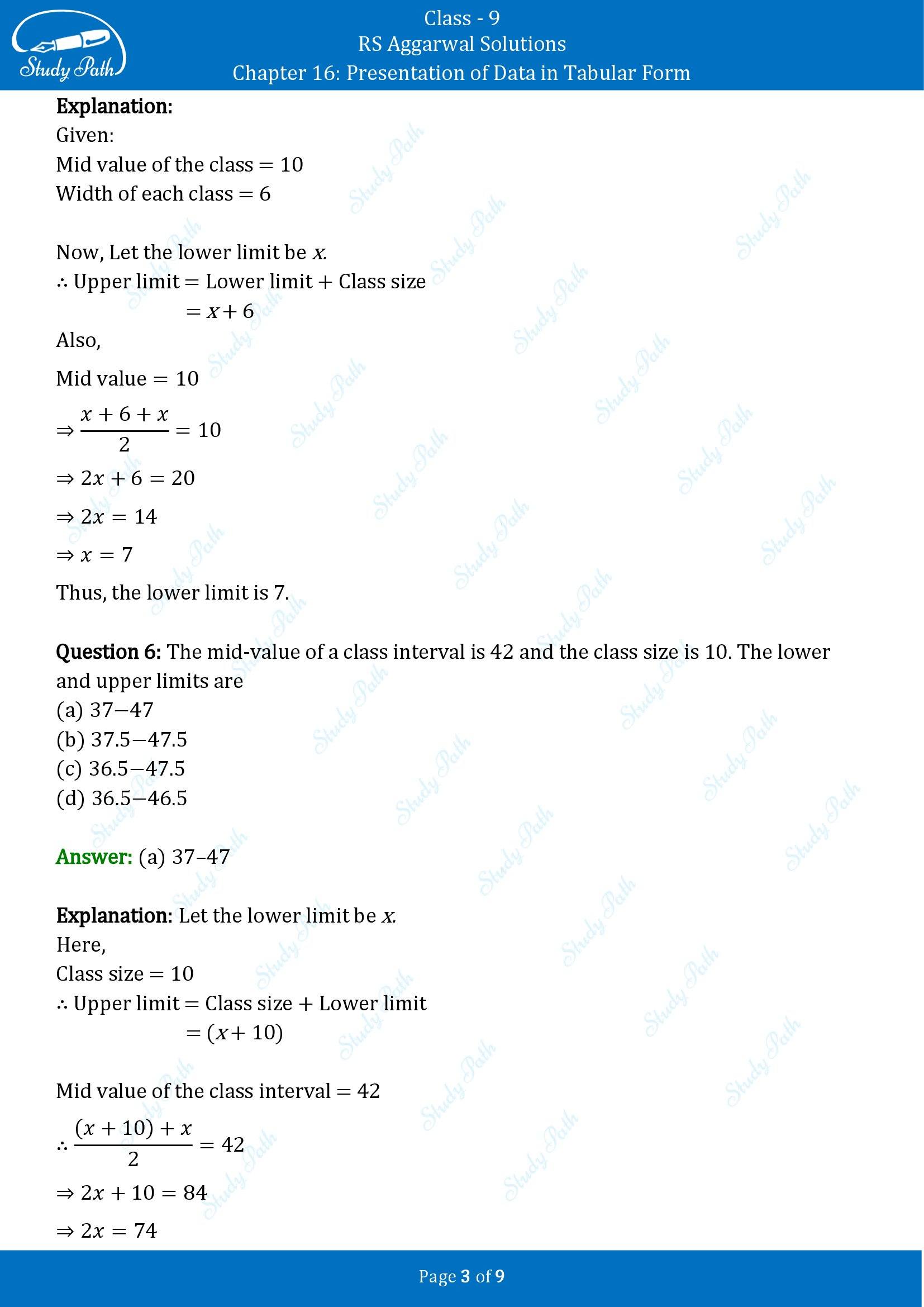 RS Aggarwal Solutions Class 9 Chapter 16 Presentation of Data in Tabular Form Multiple Choice Questions MCQs 00003
