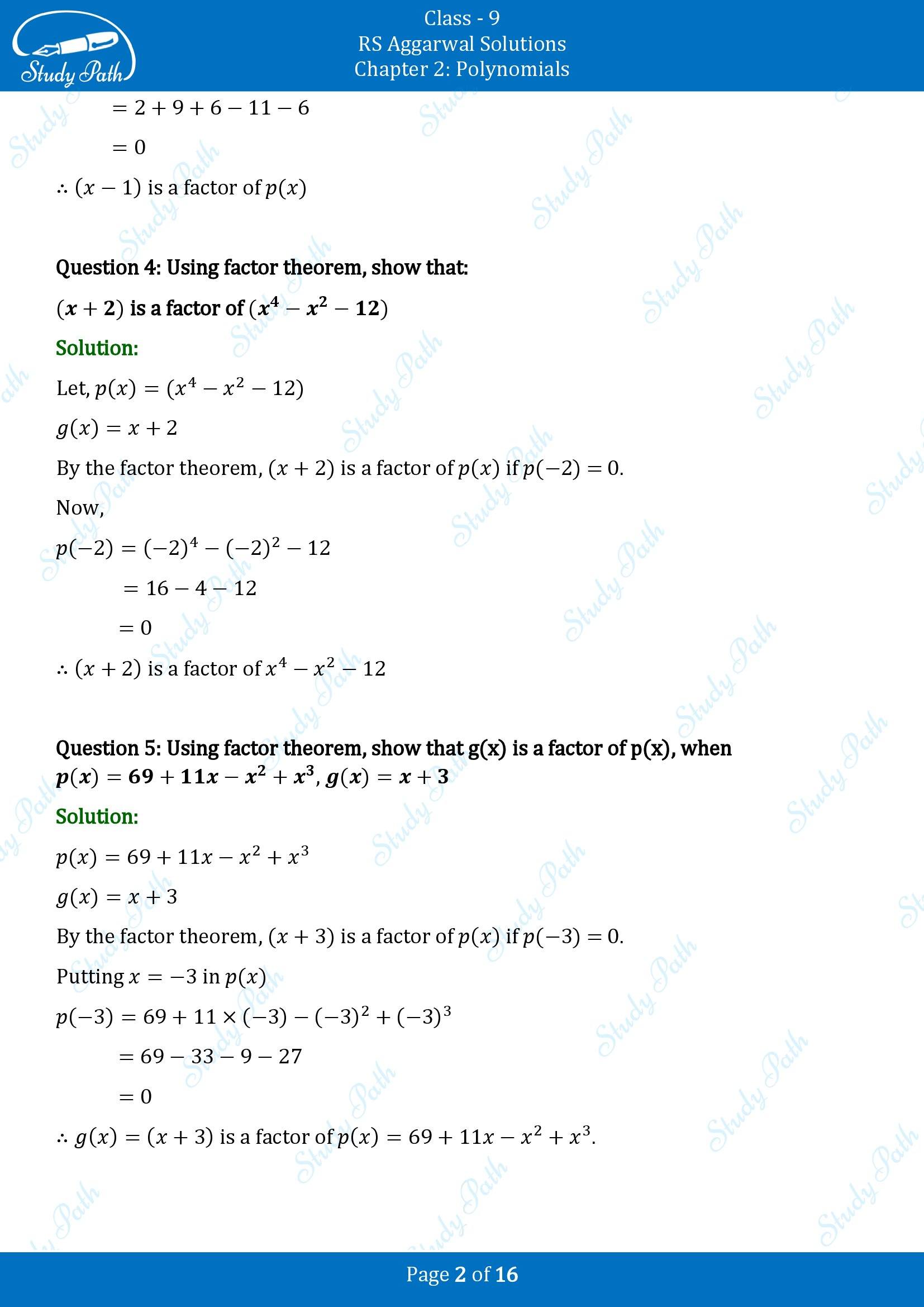 RS Aggarwal Solutions Class 9 Chapter 2 Polynomials Exercise 2D 00002