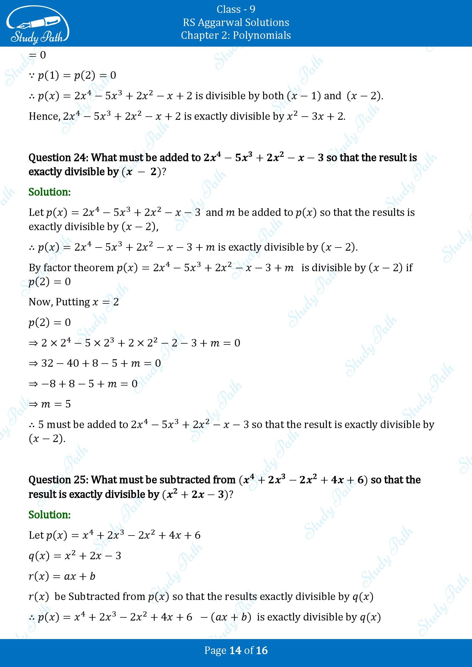 RS Aggarwal Solutions Class 9 Chapter 2 Polynomials Exercise 2D 00014