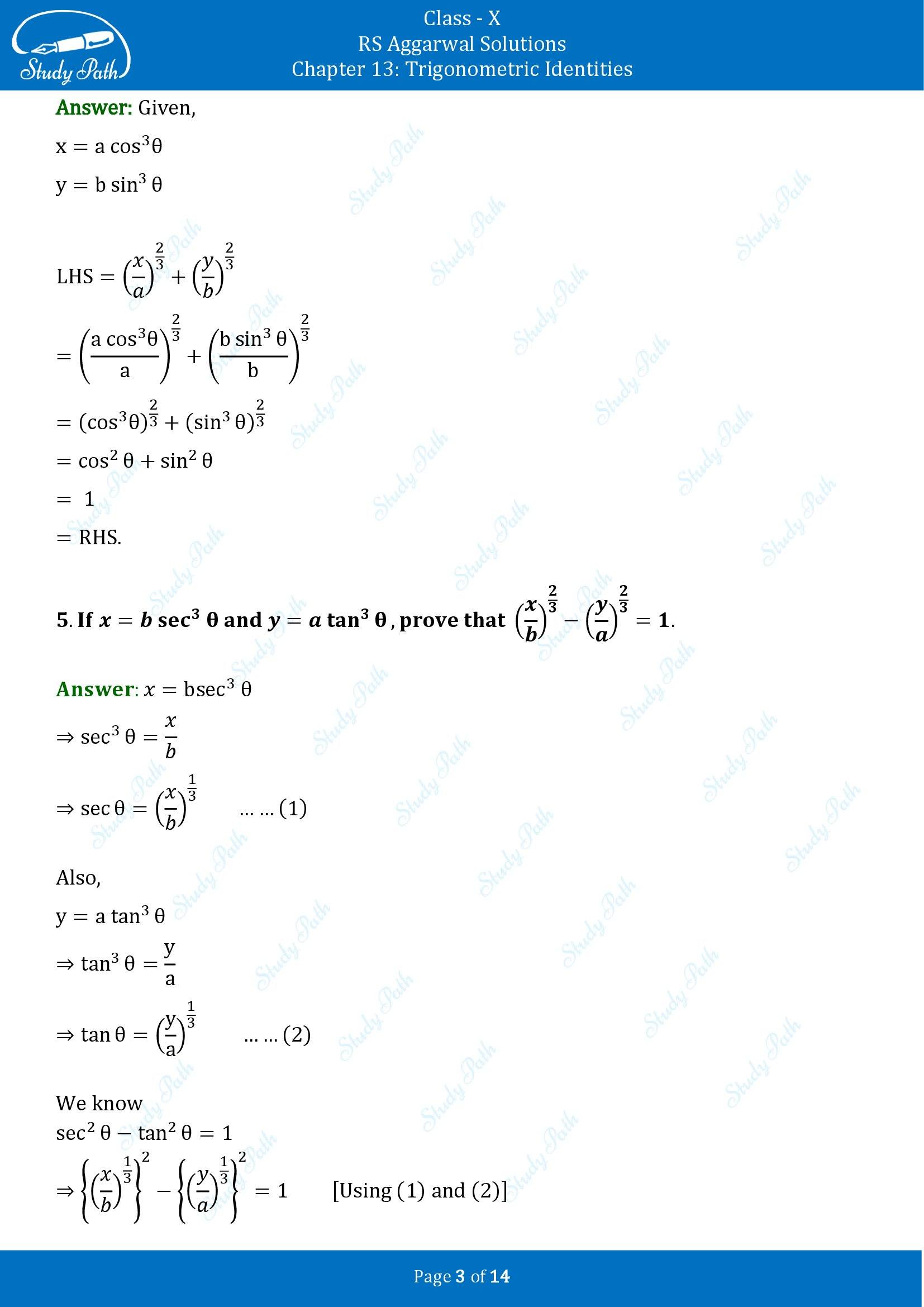 RS Aggarwal Solutions for Class 10 Chapter 13 Trigonometric Identities Exercise 13B 00003