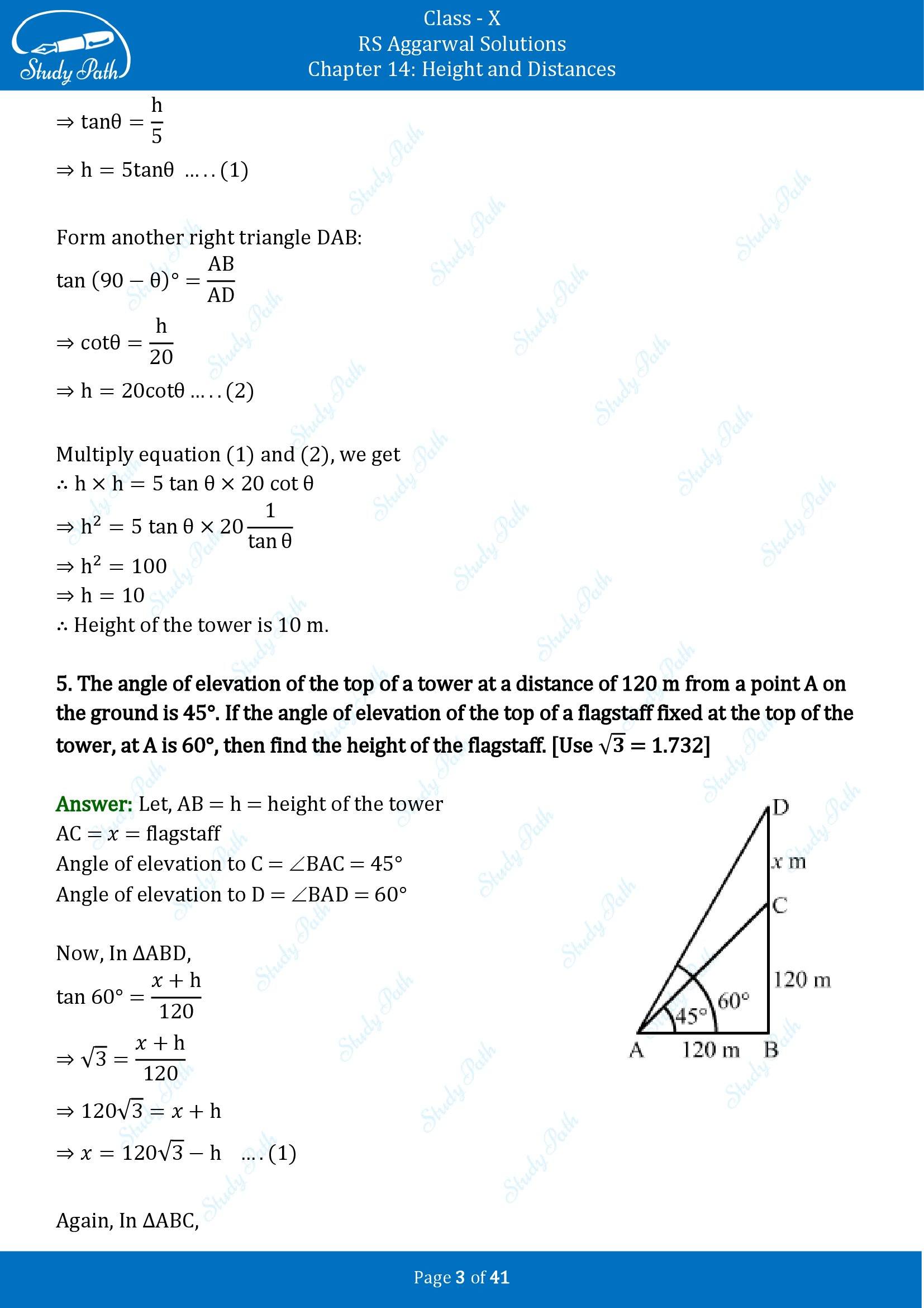 RS Aggarwal Solutions for Class 10 Chapter 14 Height and Distances Exercise 14 00003