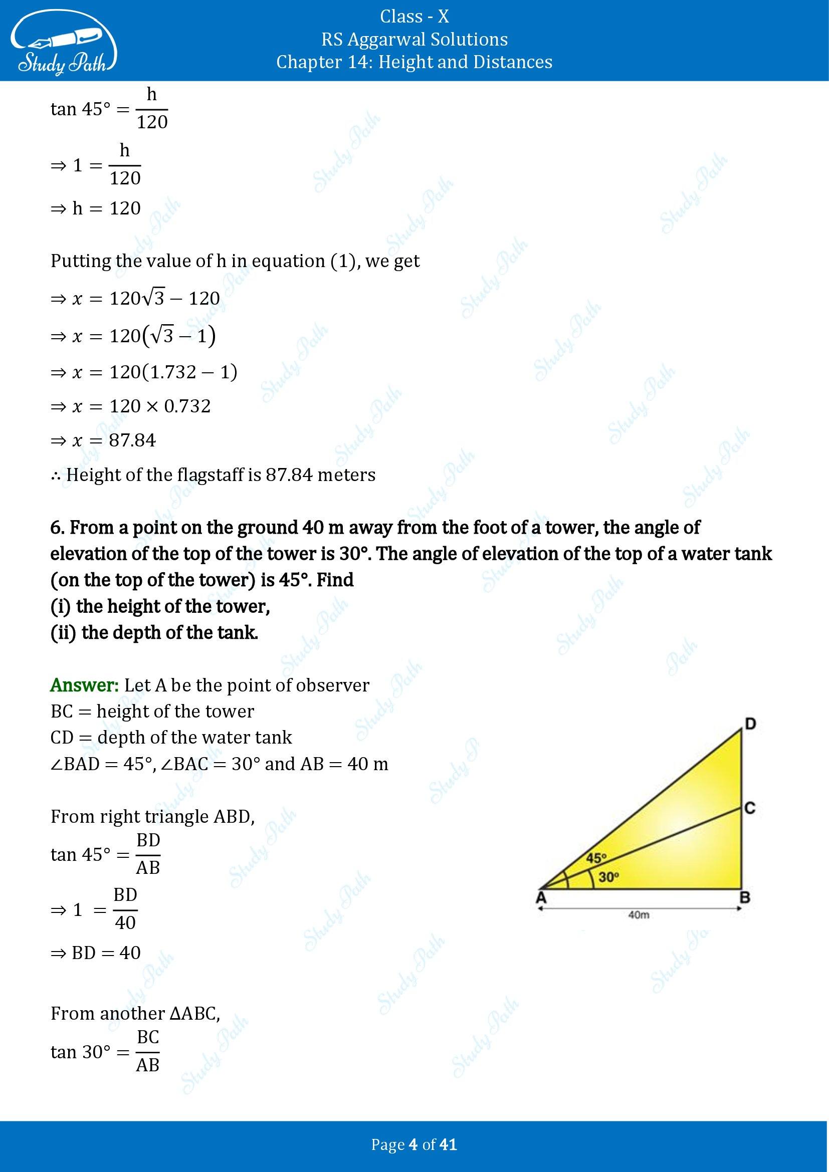 RS Aggarwal Solutions for Class 10 Chapter 14 Height and Distances Exercise 14 00004