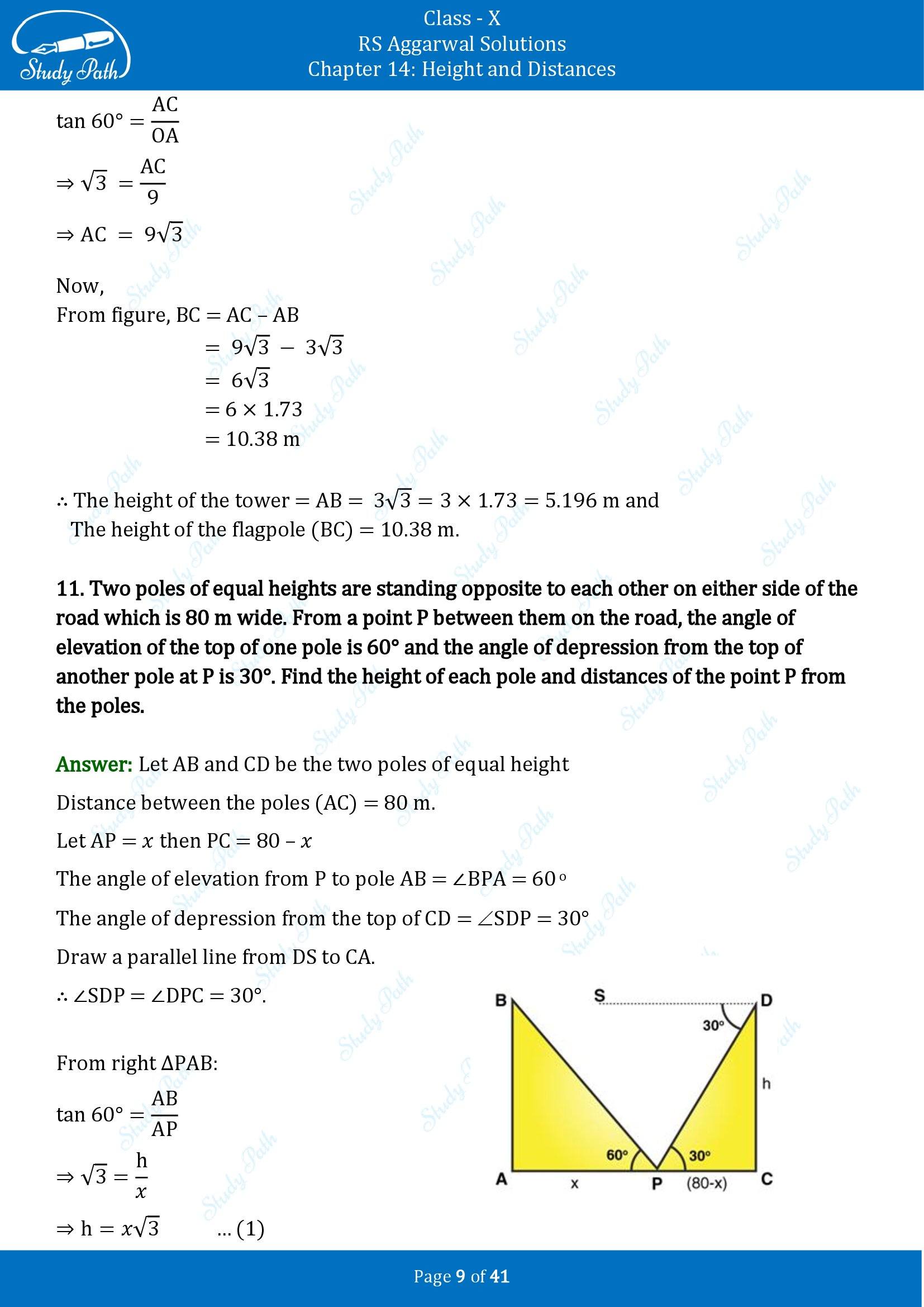 RS Aggarwal Solutions for Class 10 Chapter 14 Height and Distances Exercise 14 00009