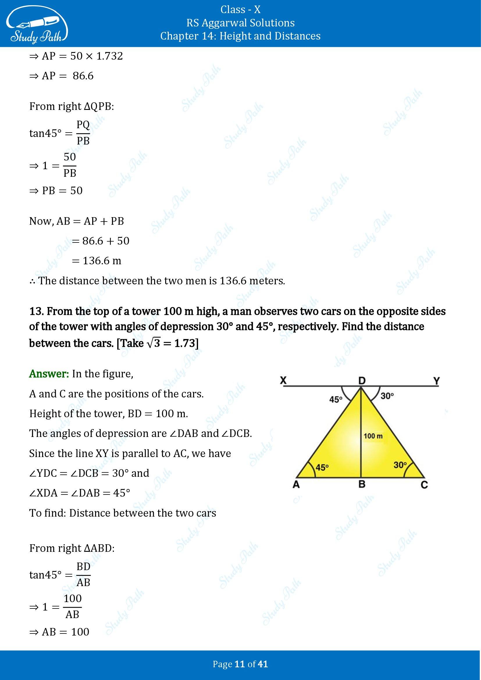 RS Aggarwal Solutions for Class 10 Chapter 14 Height and Distances Exercise 14 00011