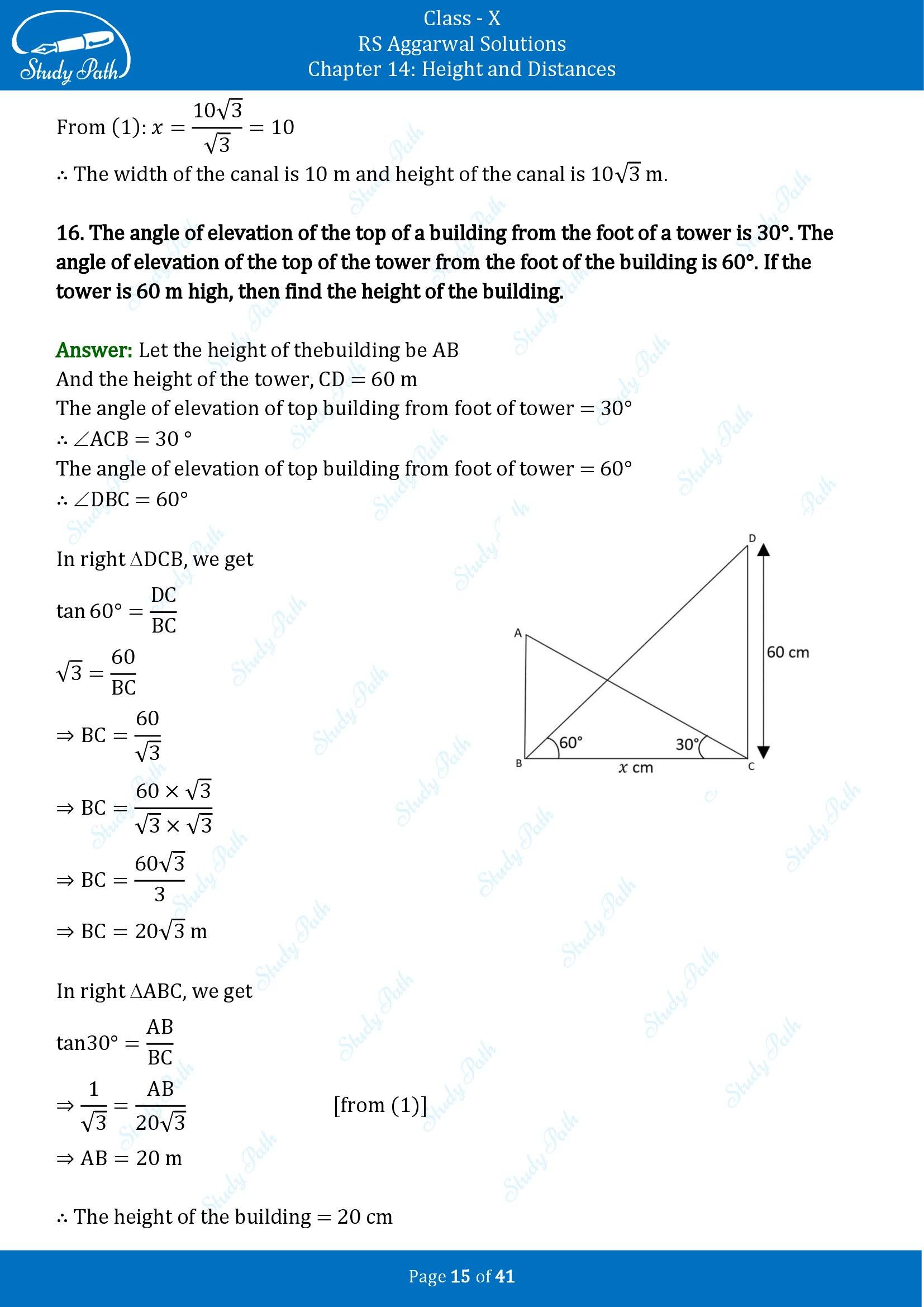 RS Aggarwal Solutions for Class 10 Chapter 14 Height and Distances Exercise 14 00015