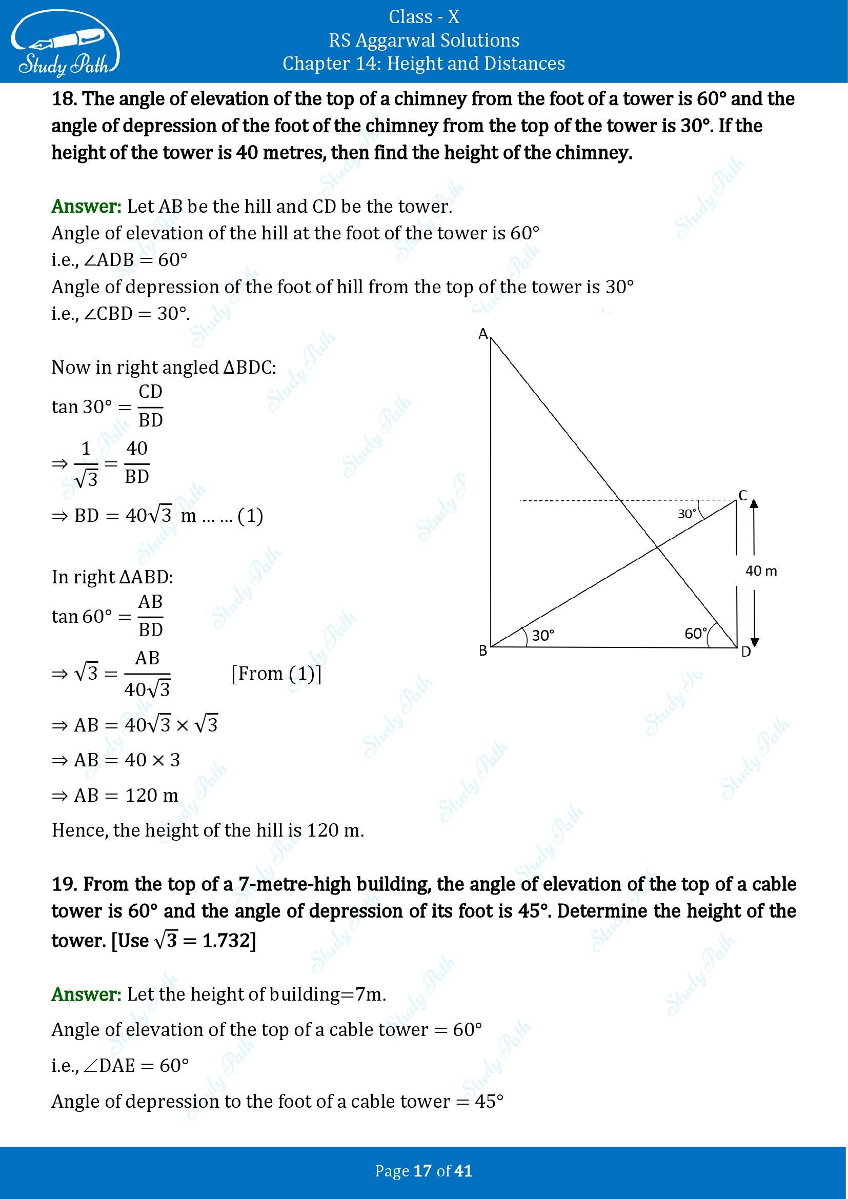 RS Aggarwal Solutions for Class 10 Chapter 14 Height and Distances Exercise 14 00017