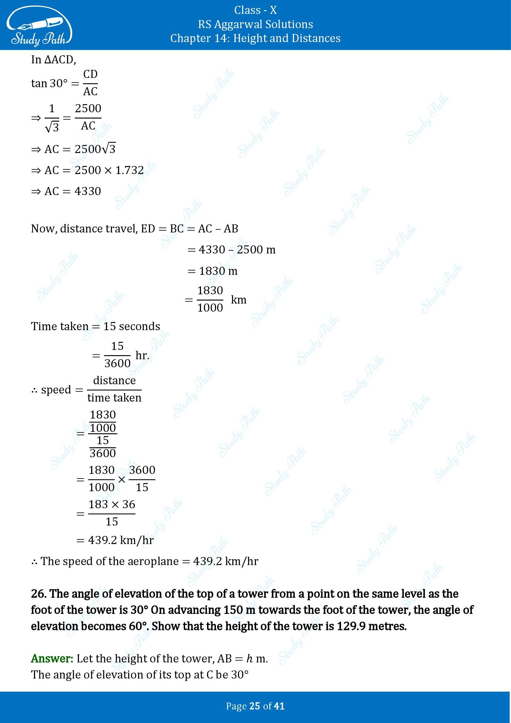RS Aggarwal Solutions for Class 10 Chapter 14 Height and Distances Exercise 14 00025