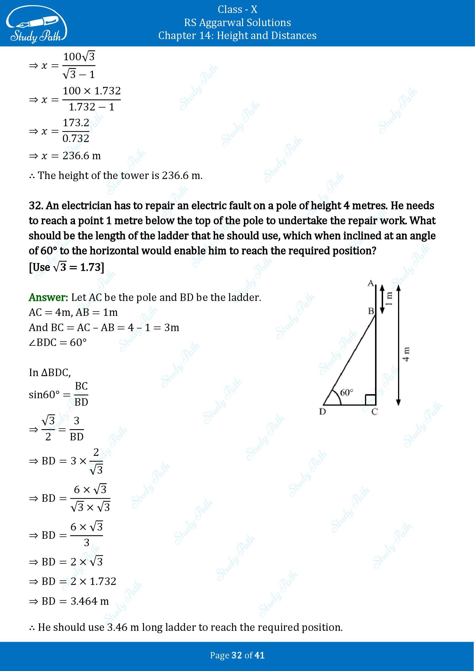 RS Aggarwal Solutions for Class 10 Chapter 14 Height and Distances Exercise 14 00032