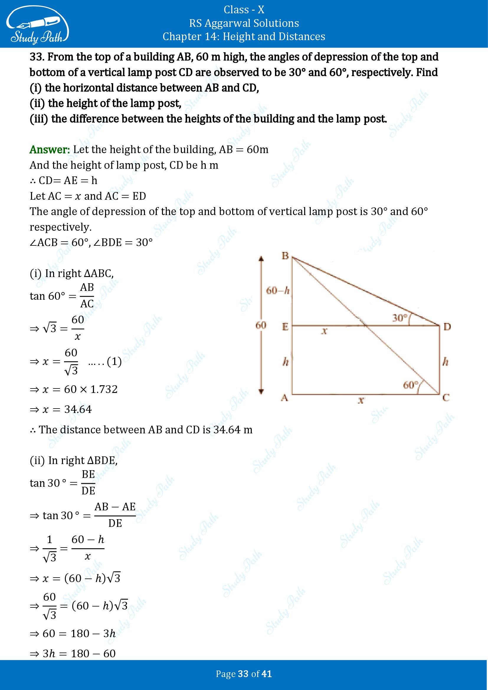 RS Aggarwal Solutions for Class 10 Chapter 14 Height and Distances Exercise 14 00033