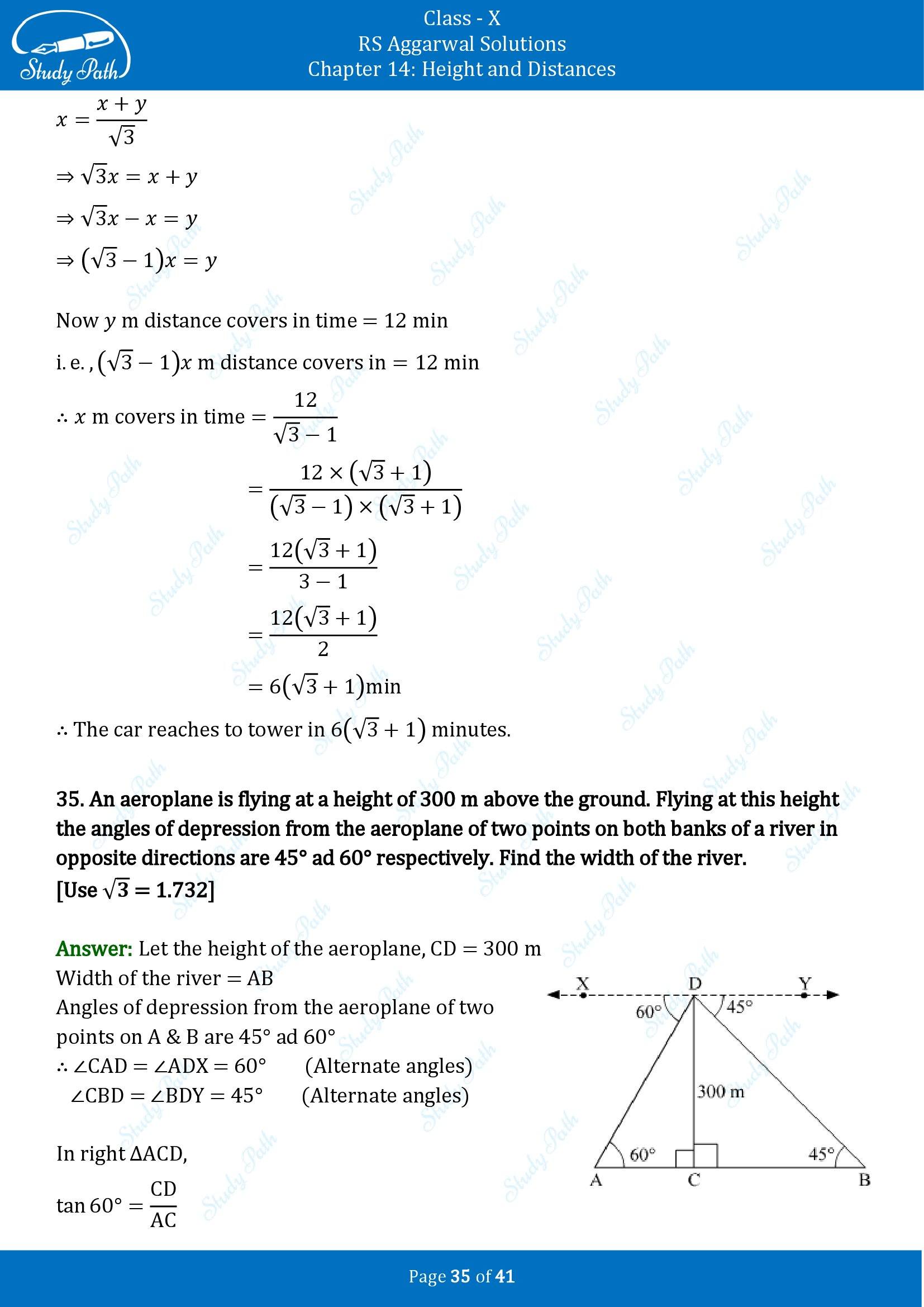 RS Aggarwal Solutions for Class 10 Chapter 14 Height and Distances Exercise 14 00035