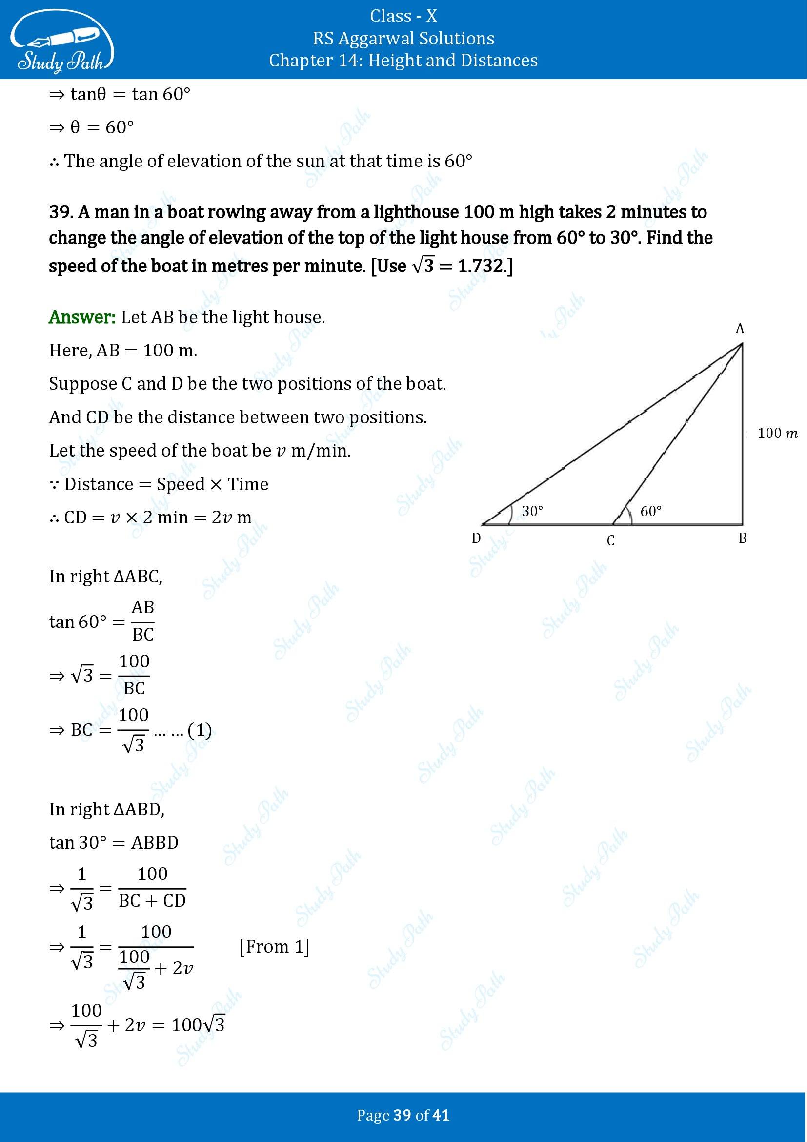 RS Aggarwal Solutions for Class 10 Chapter 14 Height and Distances Exercise 14 00039