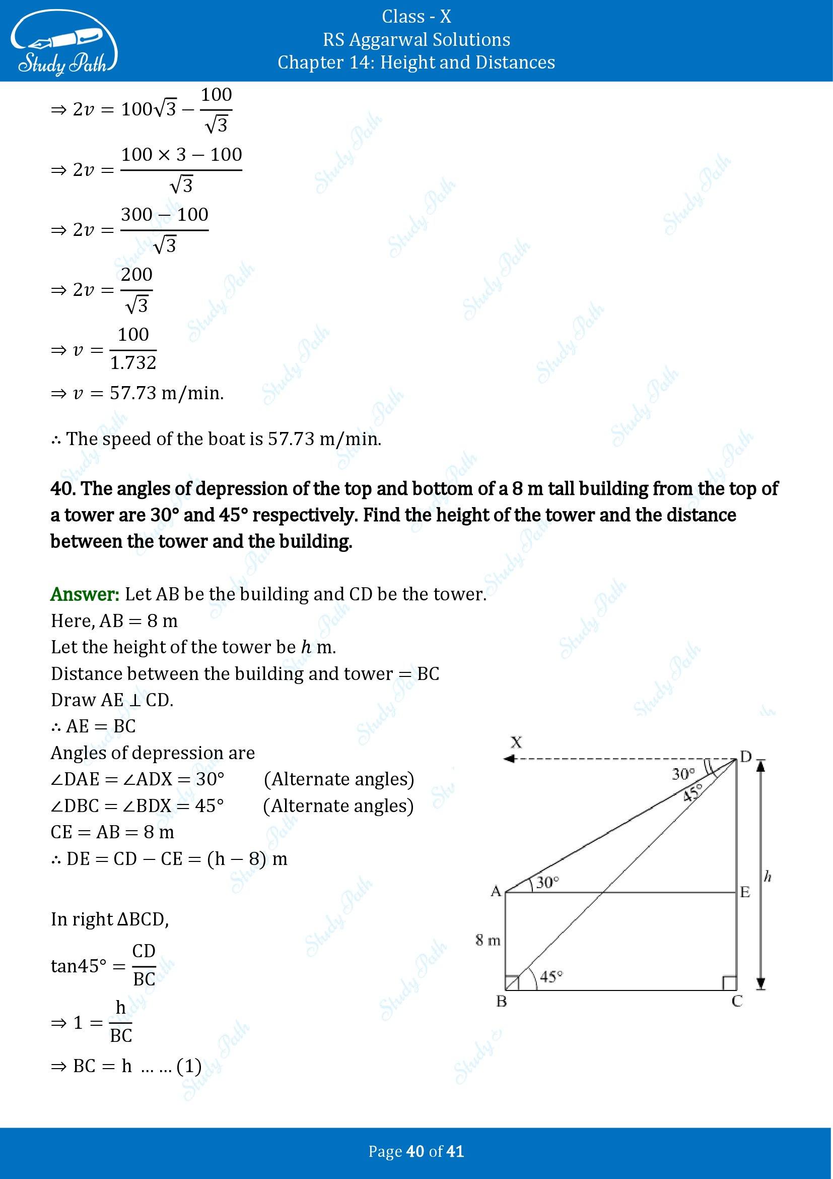 RS Aggarwal Solutions for Class 10 Chapter 14 Height and Distances Exercise 14 00040