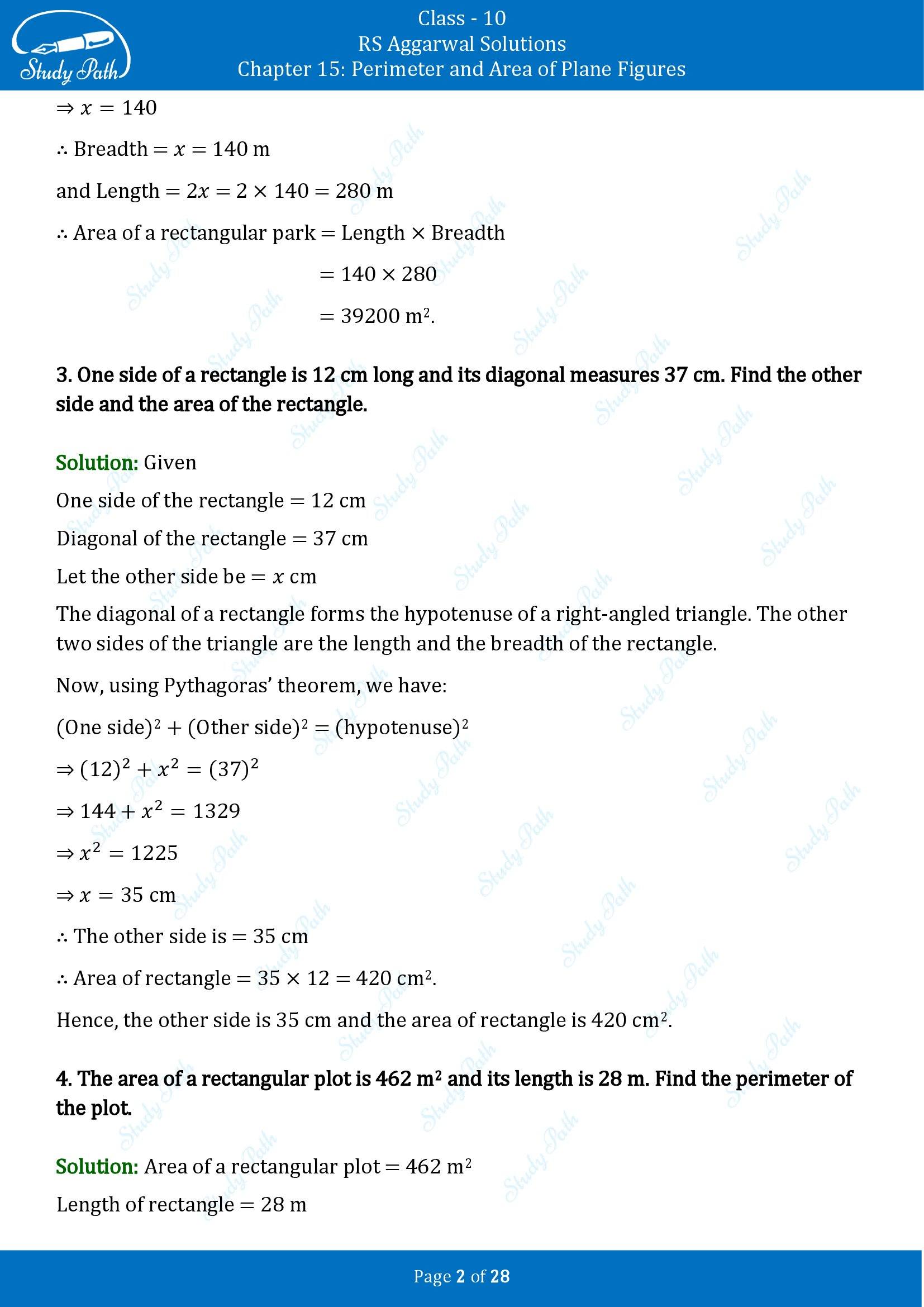 RS Aggarwal Solutions for Class 10 Chapter 15 Perimeter and Area of Plane Figures Exercise 15B 00002