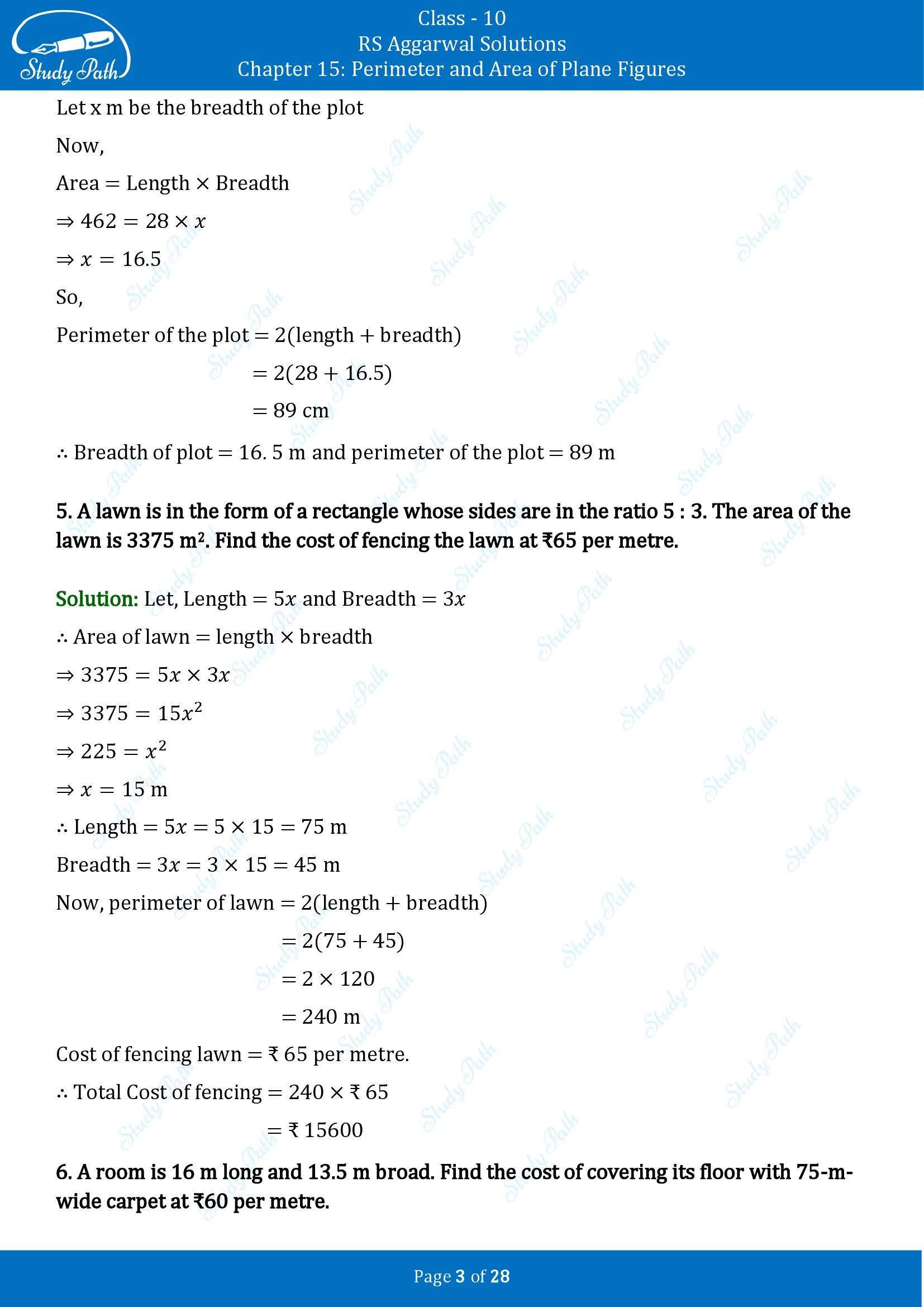 RS Aggarwal Solutions for Class 10 Chapter 15 Perimeter and Area of Plane Figures Exercise 15B 00003