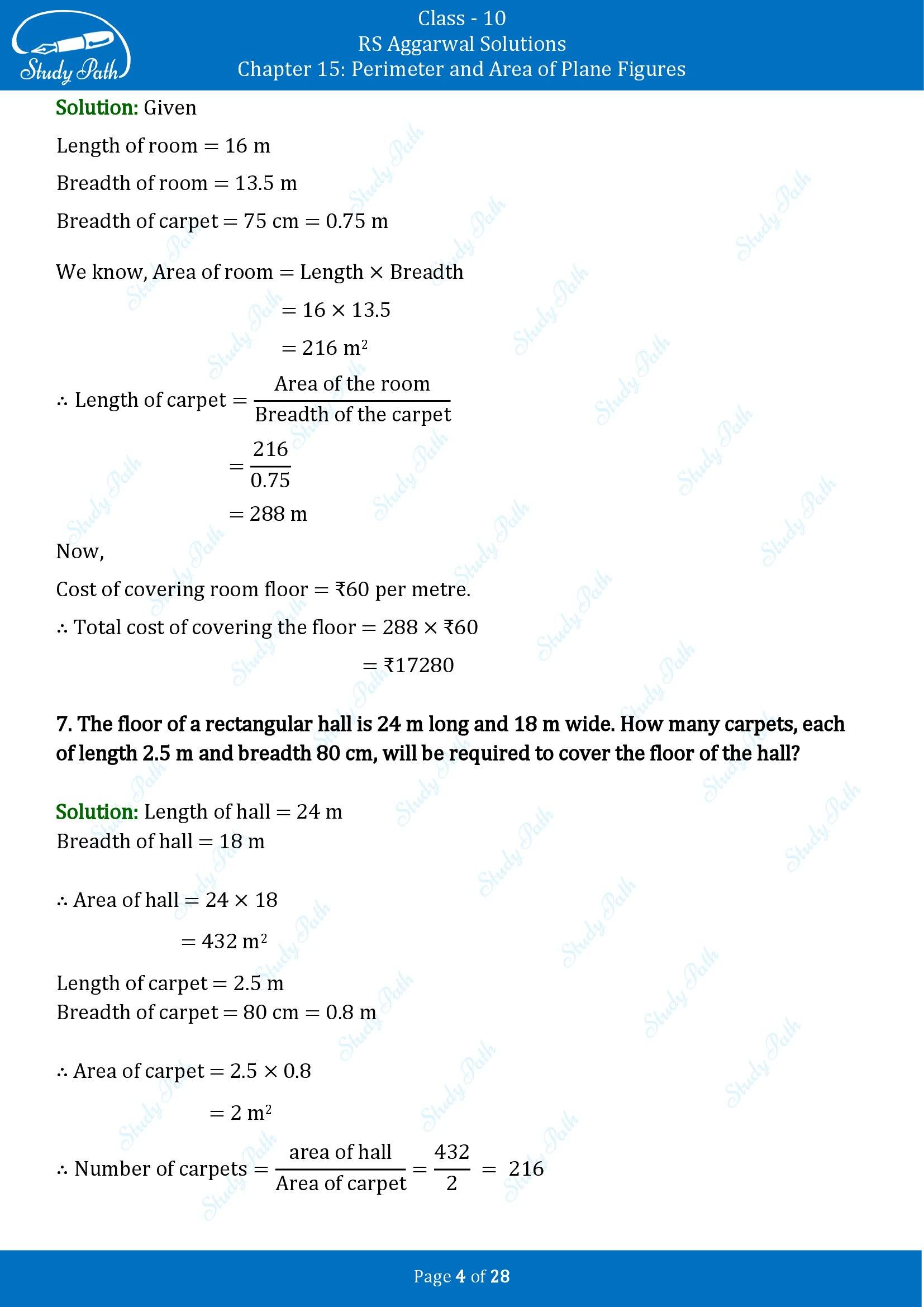 RS Aggarwal Solutions for Class 10 Chapter 15 Perimeter and Area of Plane Figures Exercise 15B 00004