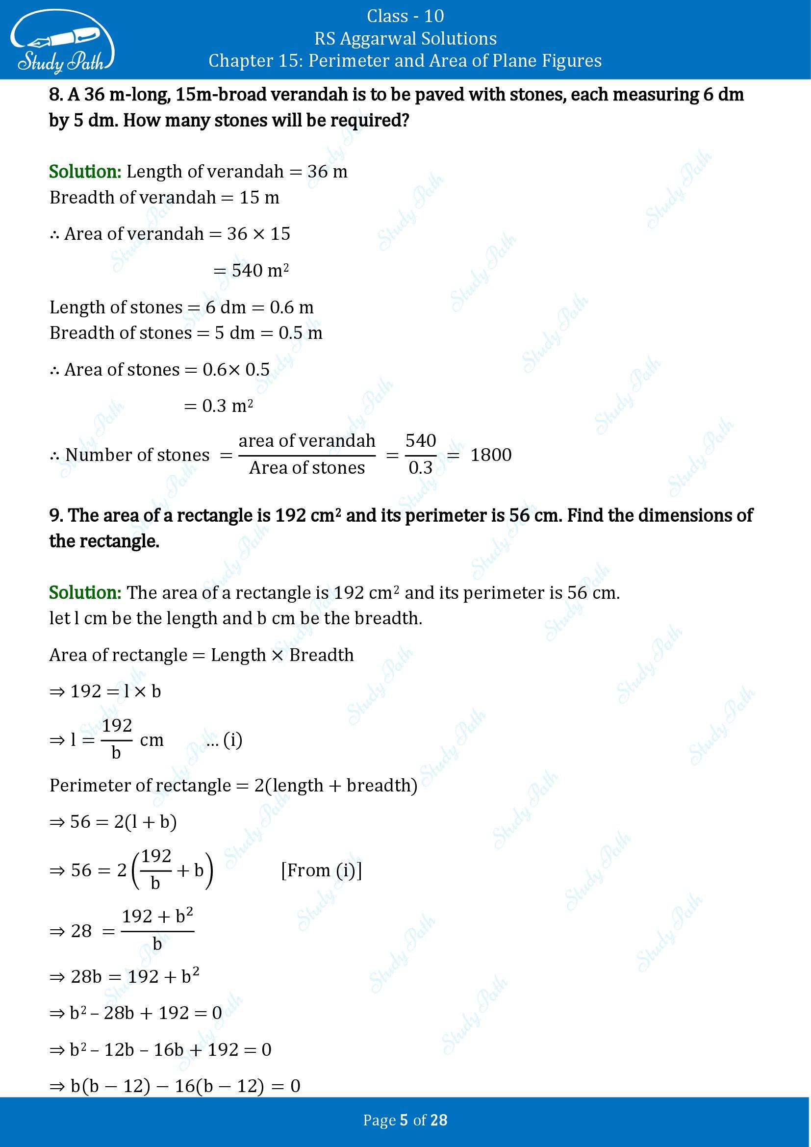RS Aggarwal Solutions for Class 10 Chapter 15 Perimeter and Area of Plane Figures Exercise 15B 00005