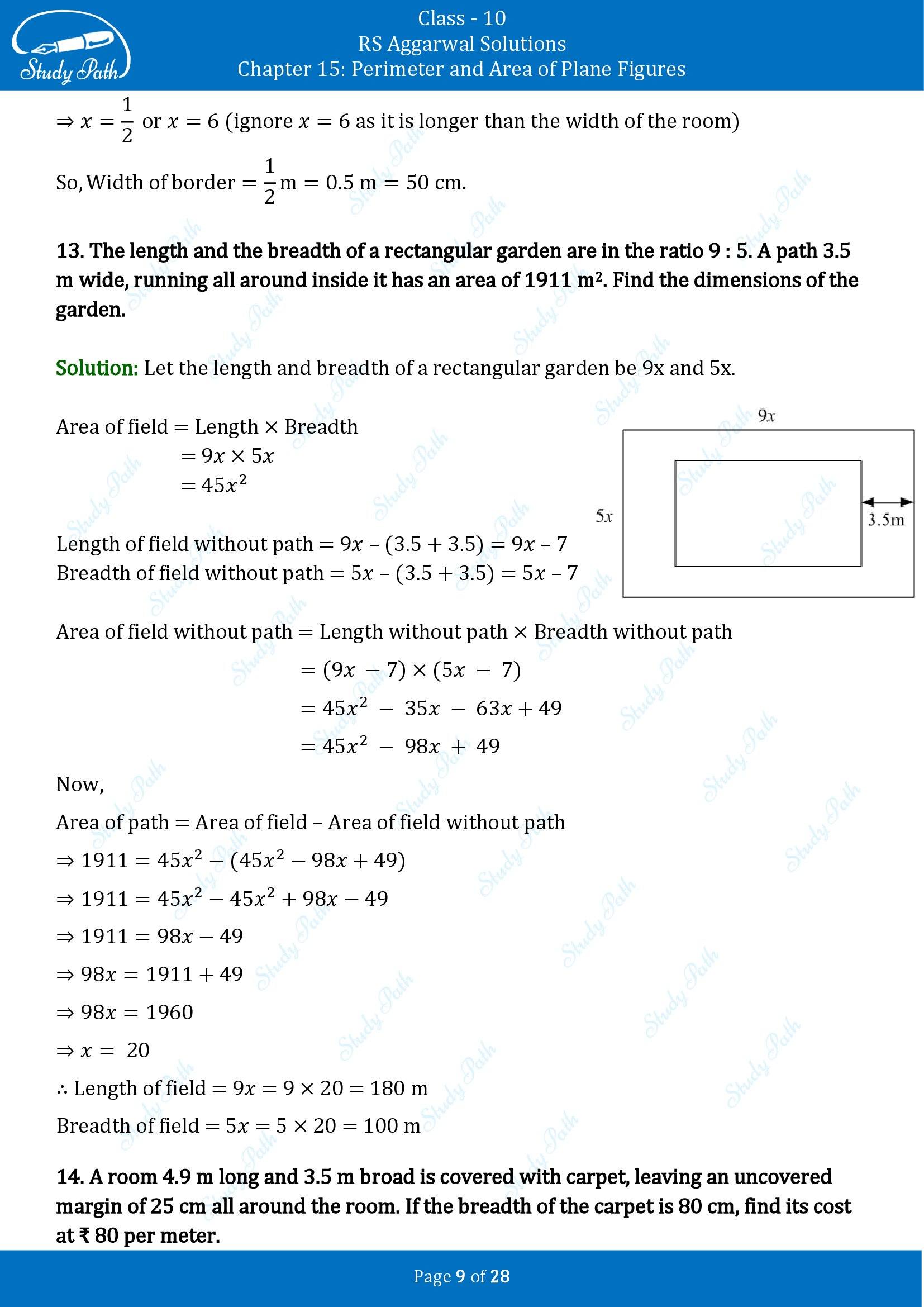 RS Aggarwal Solutions for Class 10 Chapter 15 Perimeter and Area of Plane Figures Exercise 15B 00009