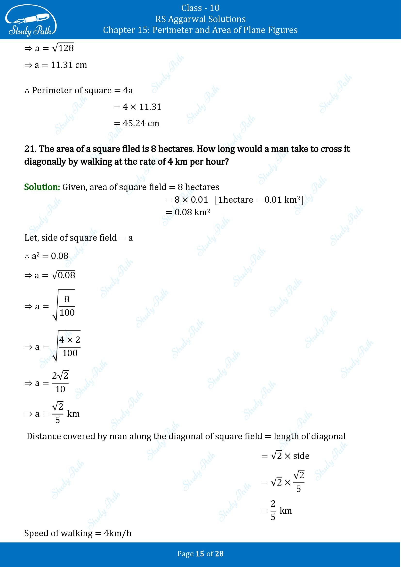 RS Aggarwal Solutions for Class 10 Chapter 15 Perimeter and Area of Plane Figures Exercise 15B 00015