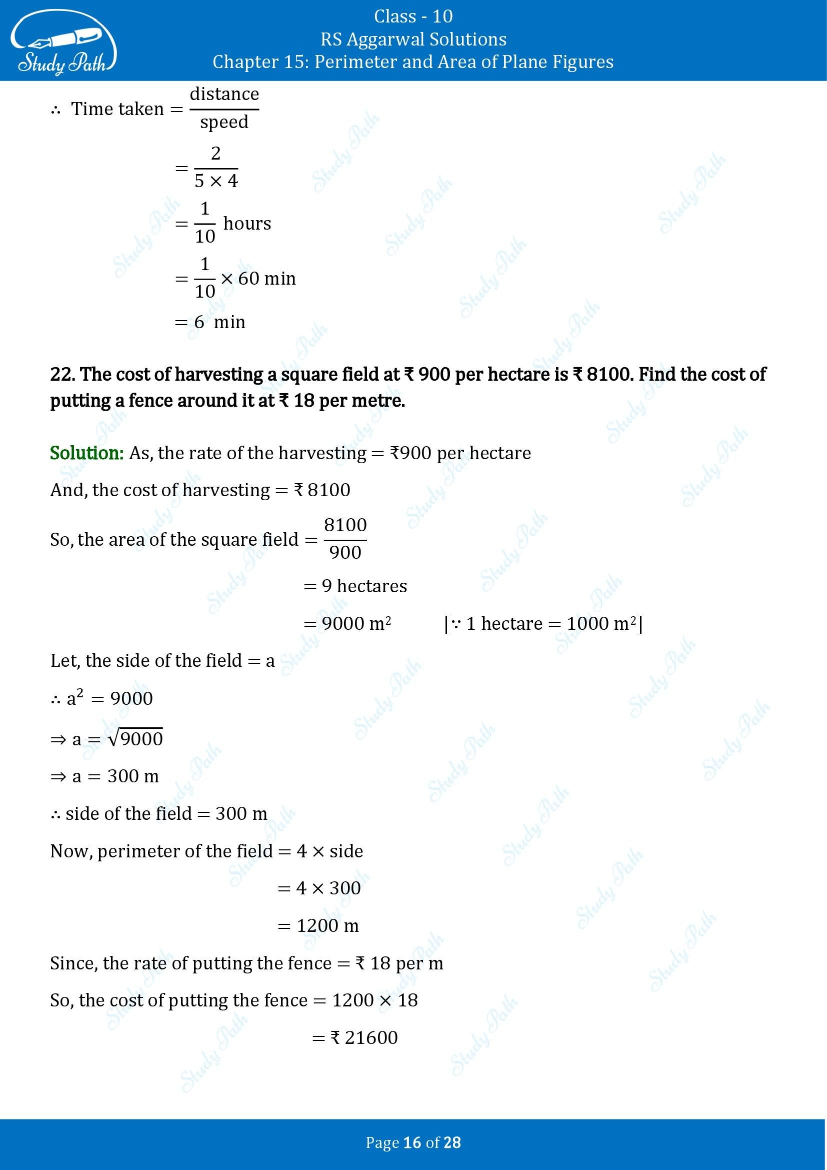 RS Aggarwal Solutions for Class 10 Chapter 15 Perimeter and Area of Plane Figures Exercise 15B 00016