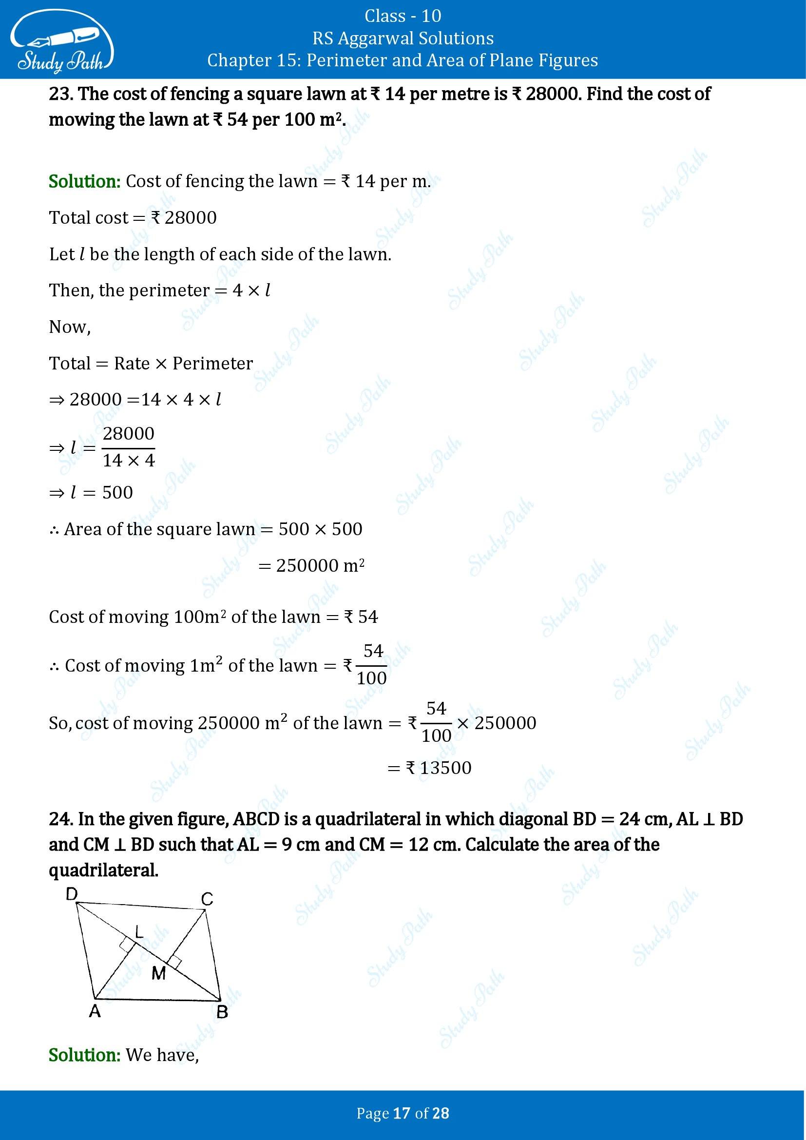 RS Aggarwal Solutions for Class 10 Chapter 15 Perimeter and Area of Plane Figures Exercise 15B 00017