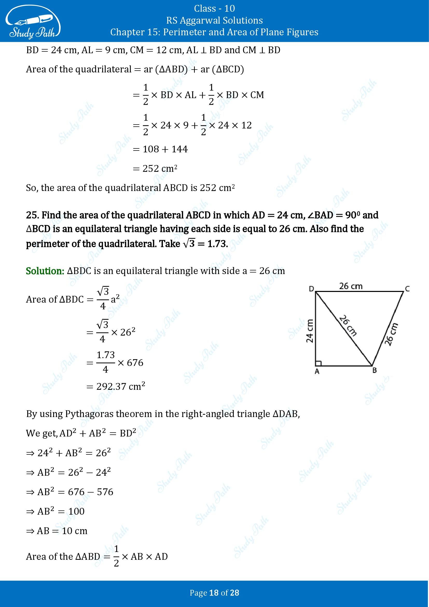 RS Aggarwal Solutions for Class 10 Chapter 15 Perimeter and Area of Plane Figures Exercise 15B 00018