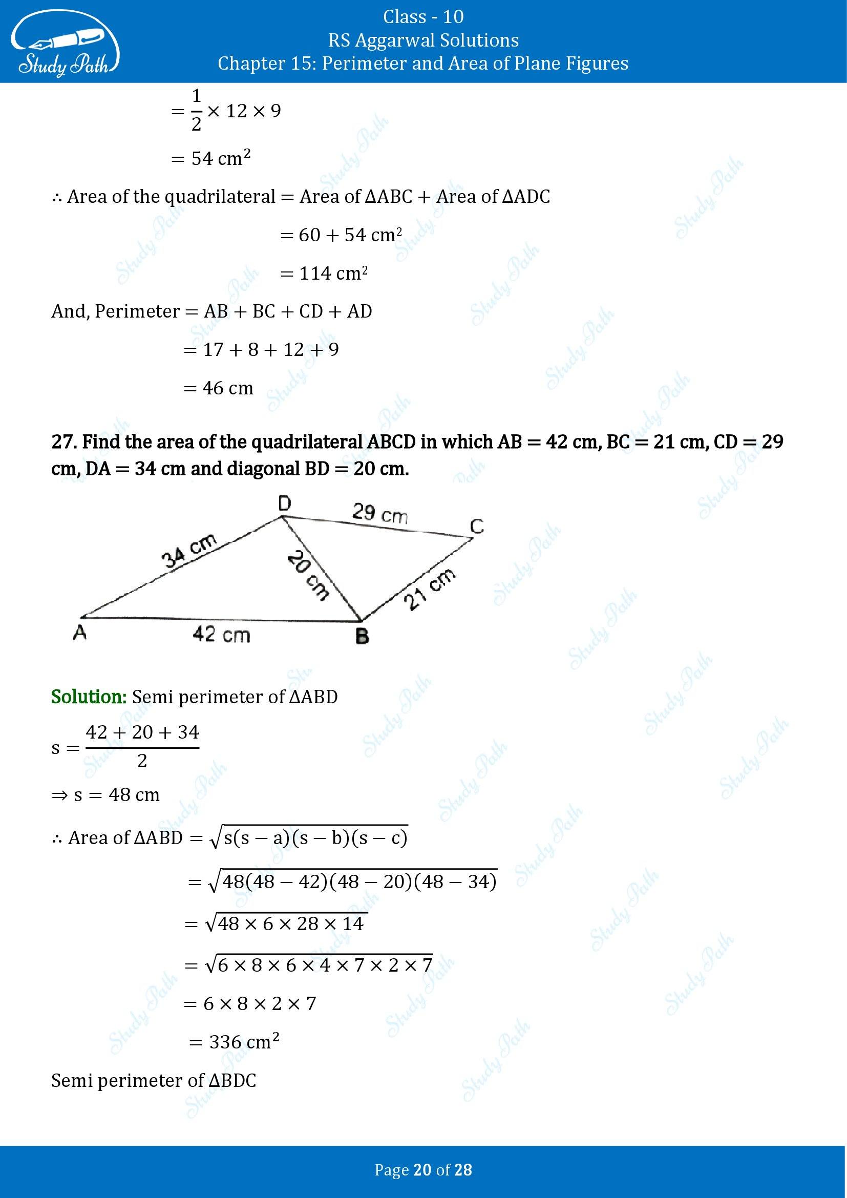 RS Aggarwal Solutions for Class 10 Chapter 15 Perimeter and Area of Plane Figures Exercise 15B 00020