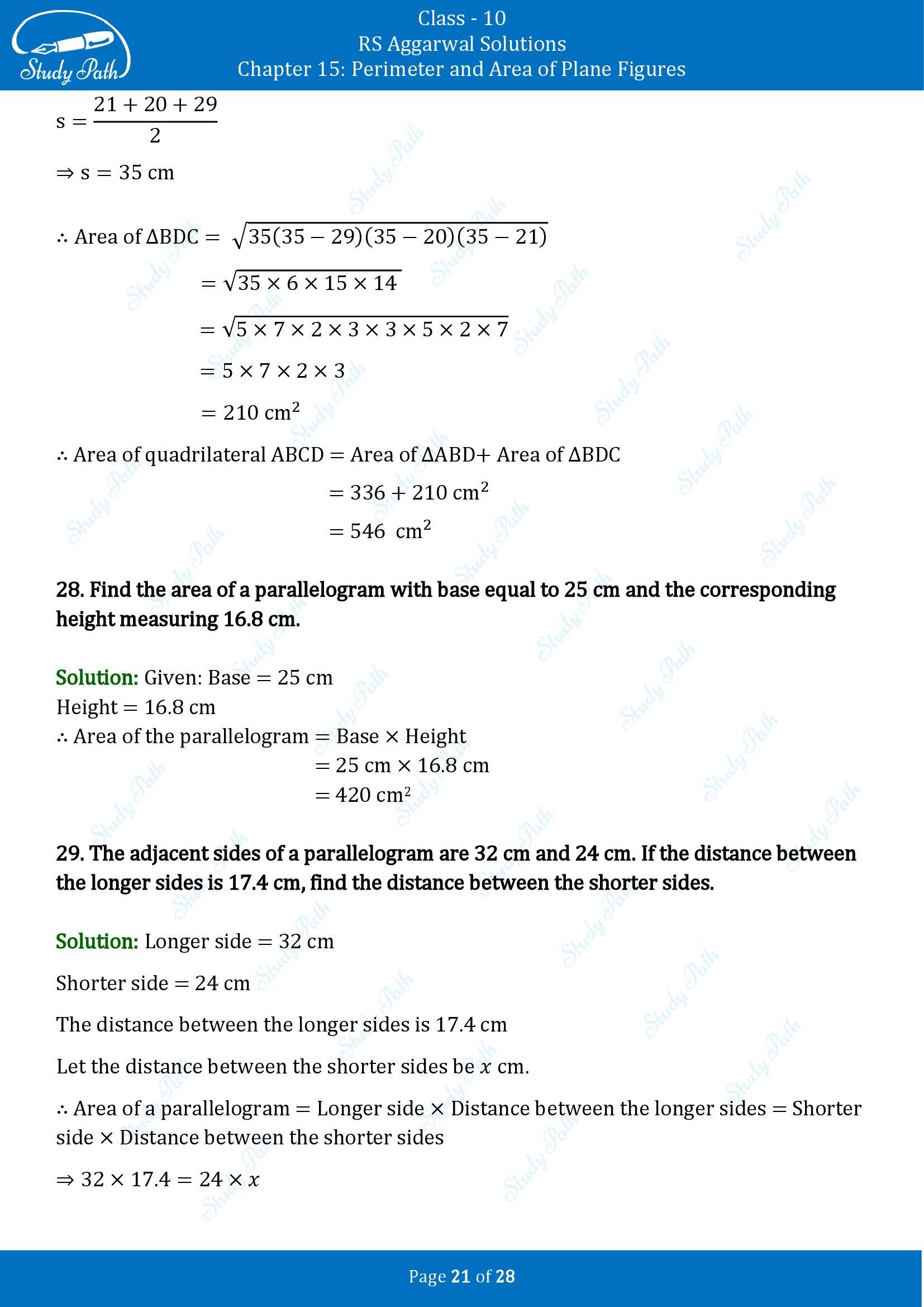 RS Aggarwal Solutions for Class 10 Chapter 15 Perimeter and Area of Plane Figures Exercise 15B 00021