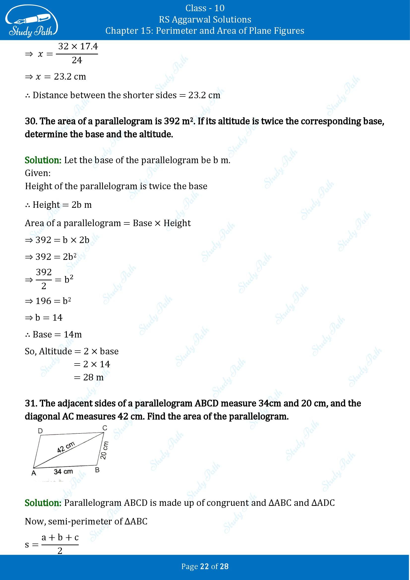 RS Aggarwal Solutions for Class 10 Chapter 15 Perimeter and Area of Plane Figures Exercise 15B 00022