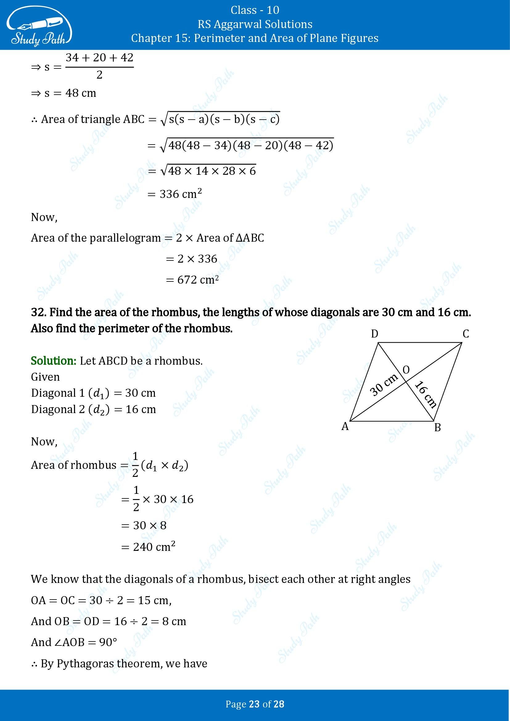 RS Aggarwal Solutions for Class 10 Chapter 15 Perimeter and Area of Plane Figures Exercise 15B 00023