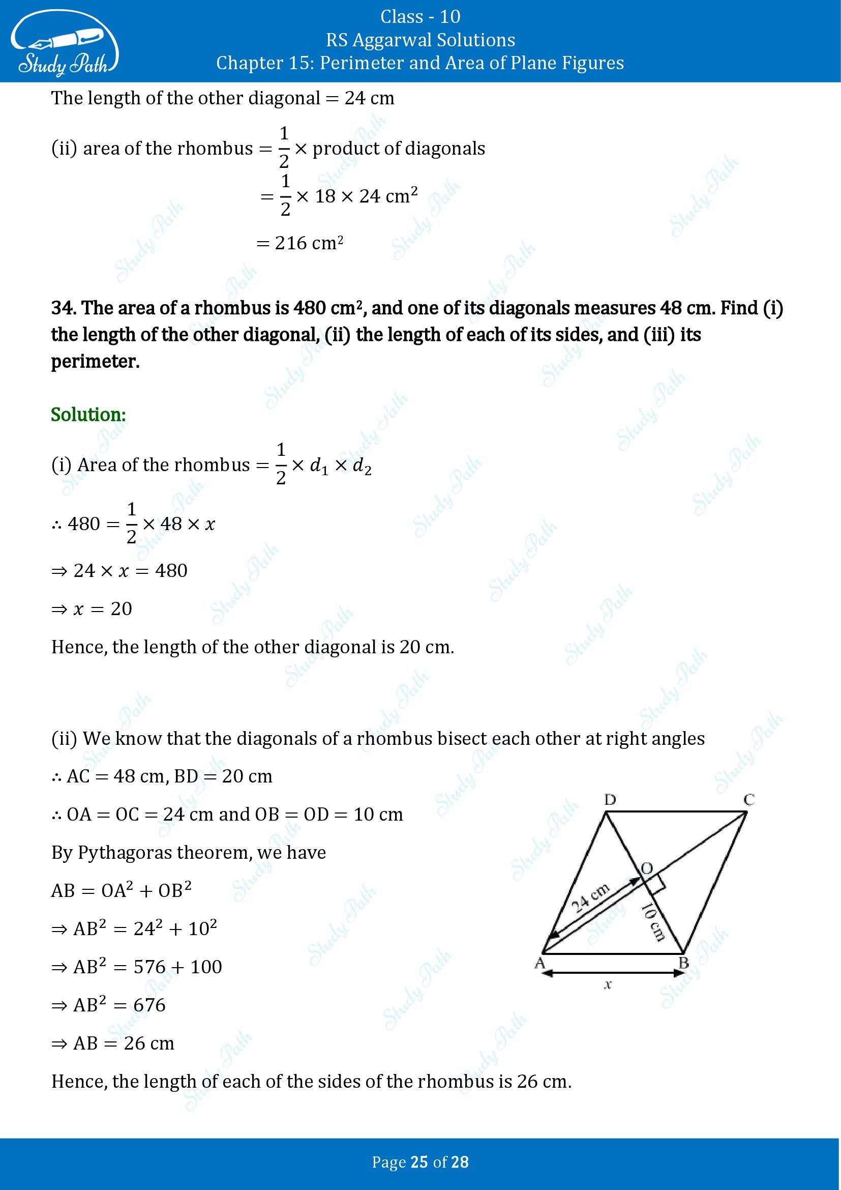 RS Aggarwal Solutions for Class 10 Chapter 15 Perimeter and Area of Plane Figures Exercise 15B 00025