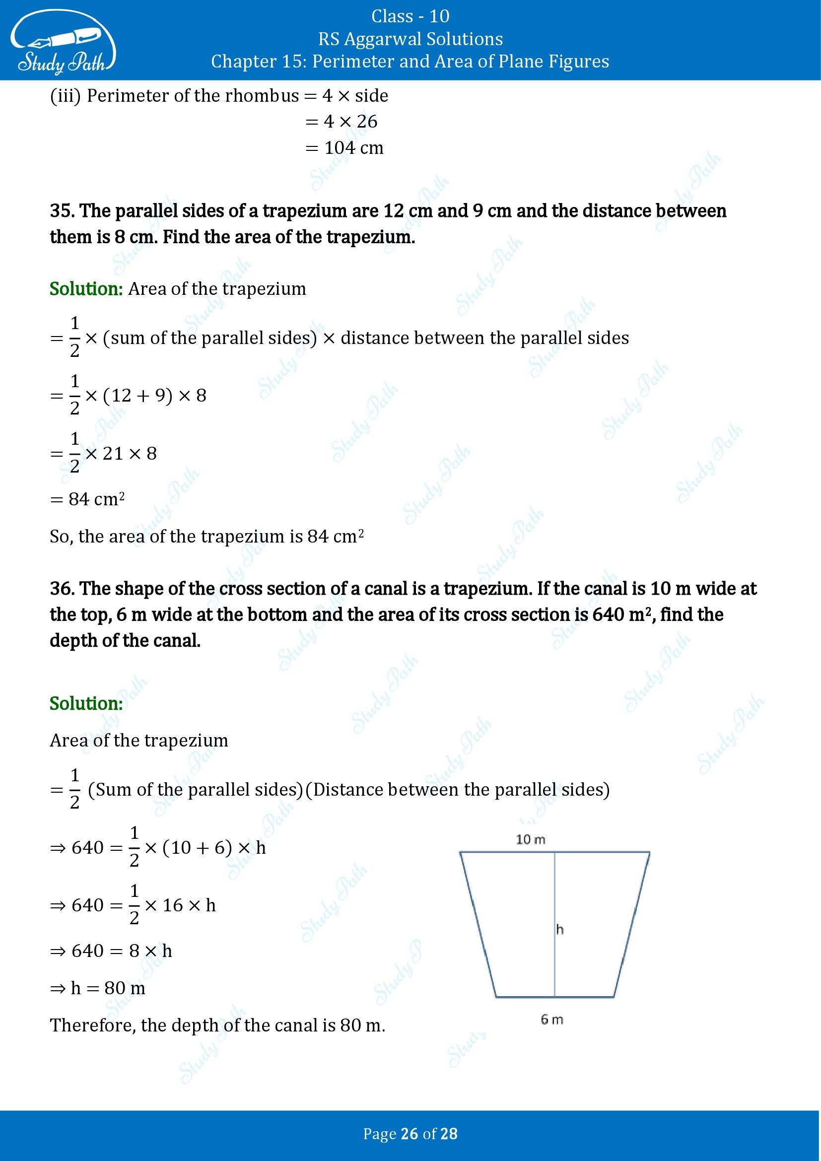 RS Aggarwal Solutions for Class 10 Chapter 15 Perimeter and Area of Plane Figures Exercise 15B 00026