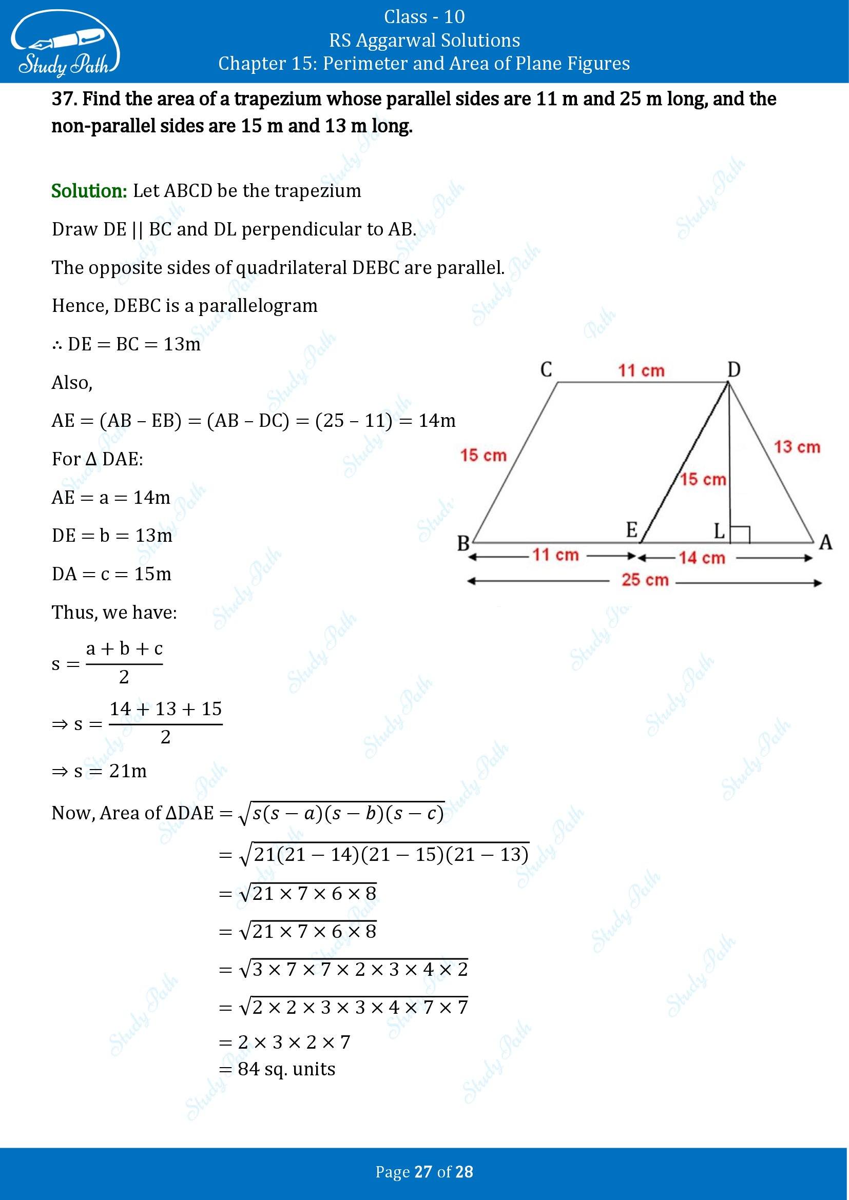 RS Aggarwal Solutions for Class 10 Chapter 15 Perimeter and Area of Plane Figures Exercise 15B 00027