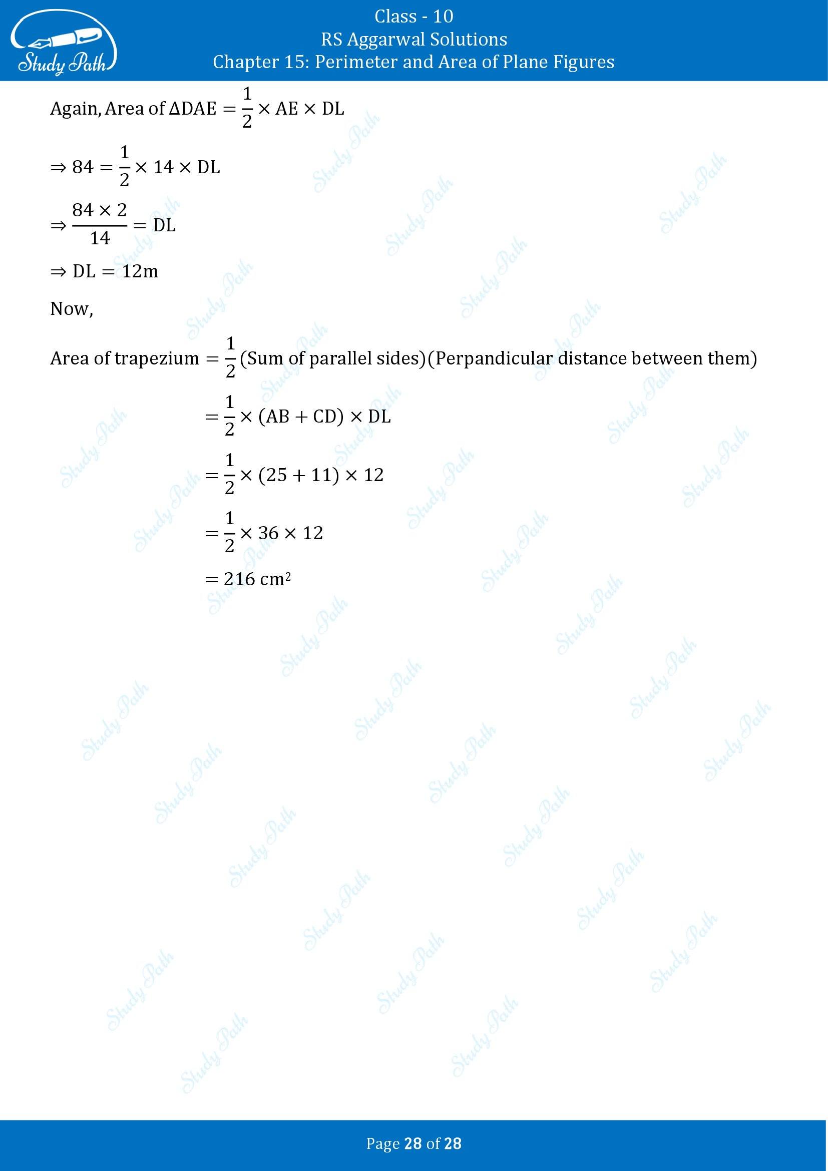 RS Aggarwal Solutions for Class 10 Chapter 15 Perimeter and Area of Plane Figures Exercise 15B 00028