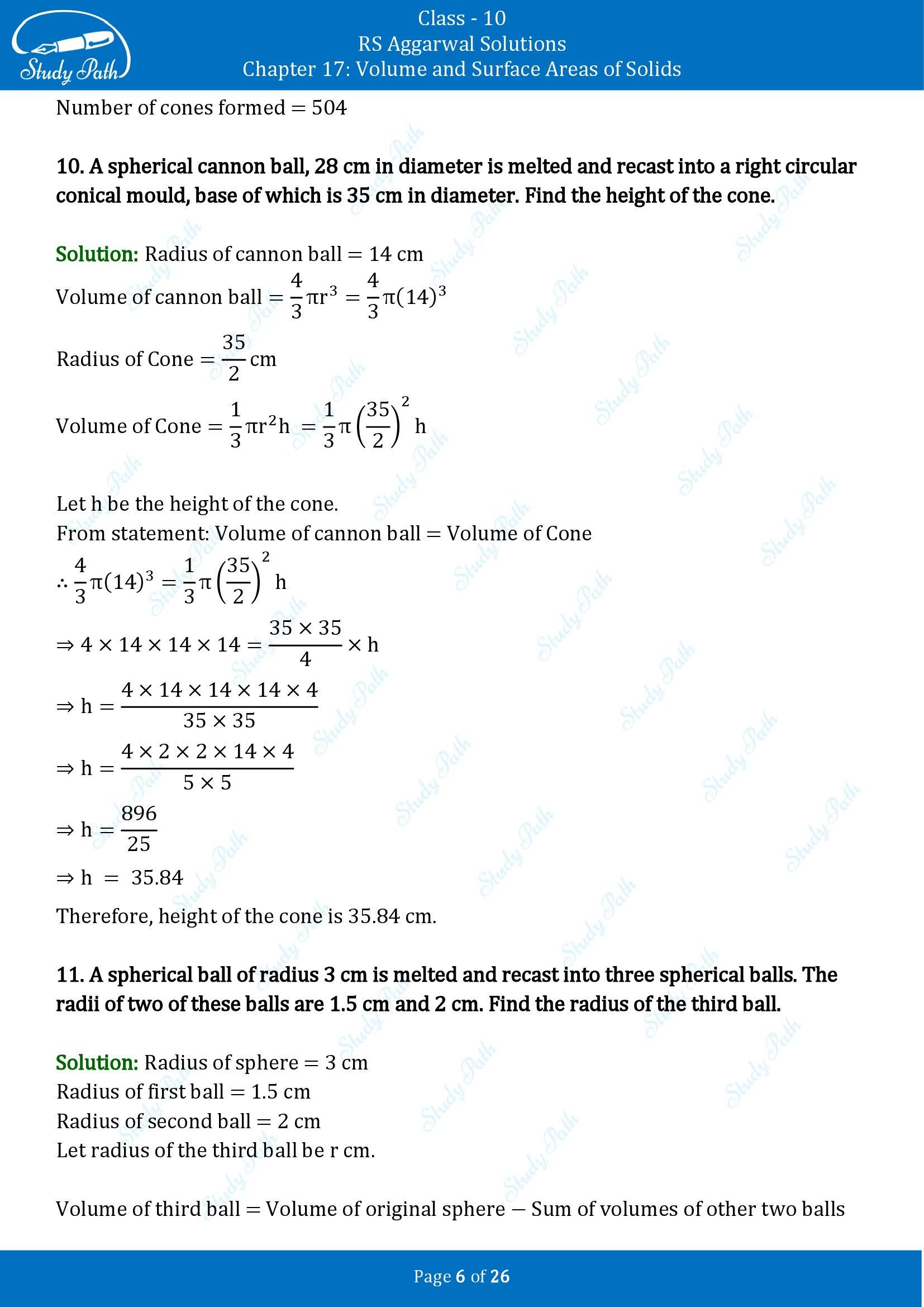 RS Aggarwal Solutions for Class 10 Chapter 17 Volume and Surface Areas of Solids Exercise 17B 00006