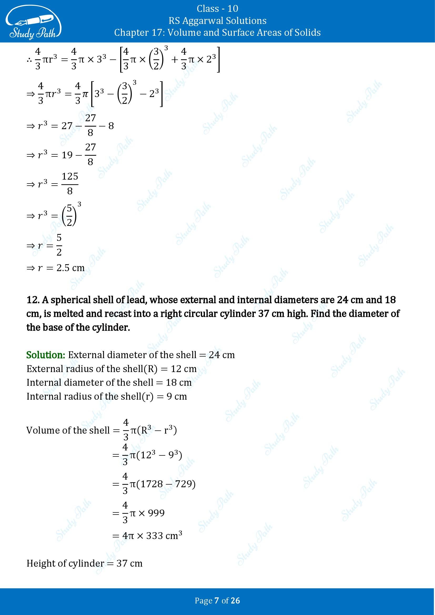 RS Aggarwal Solutions for Class 10 Chapter 17 Volume and Surface Areas of Solids Exercise 17B 00007